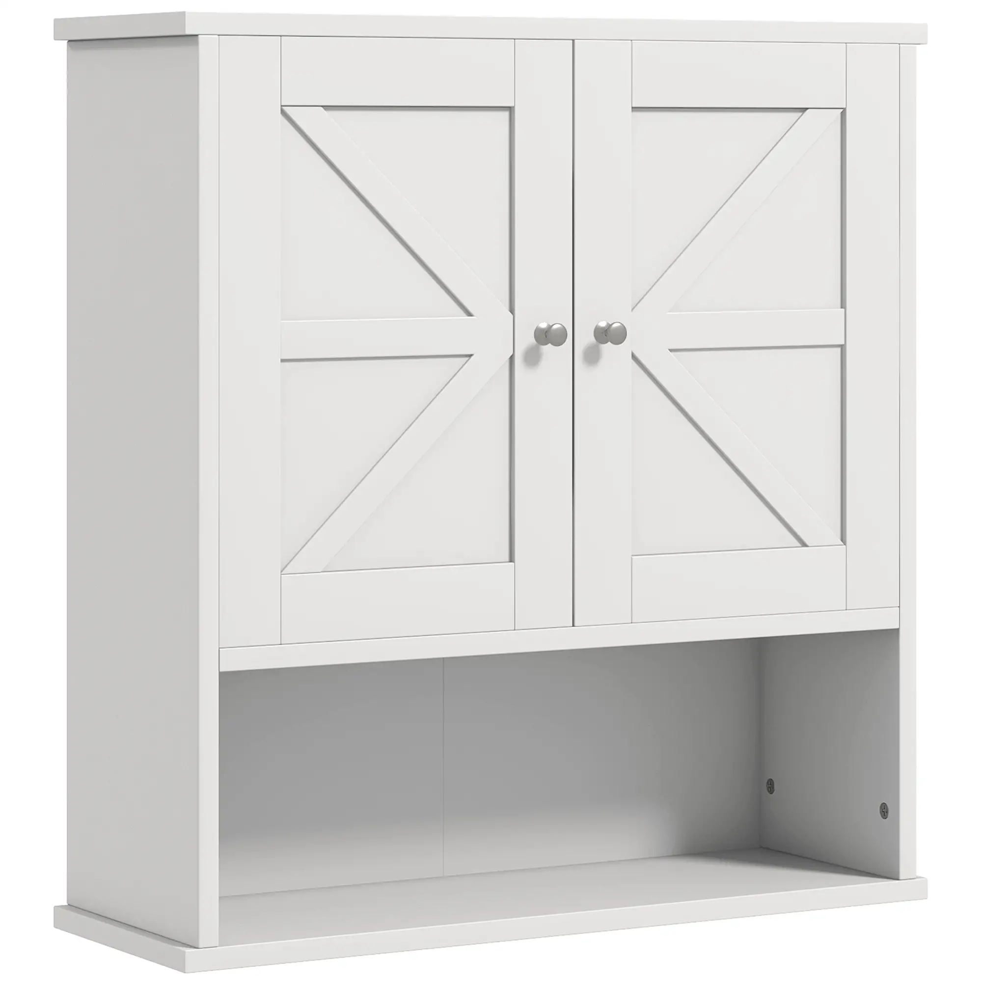 Farmhouse Bathroom Medicine Cabinet, Barn Doors, Adjustable Shelf, White