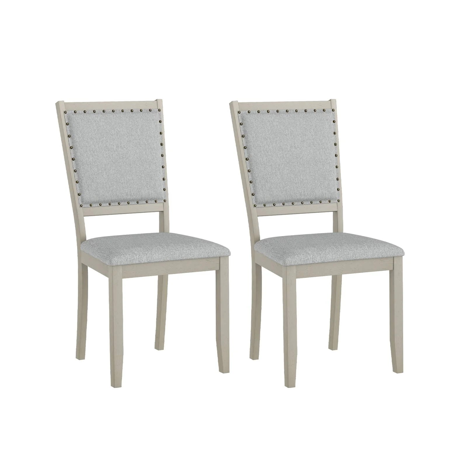 Farmhouse Dining Chair Set, 2 Fabric Upholstered Kitchen Chairs, Gray - Image 4