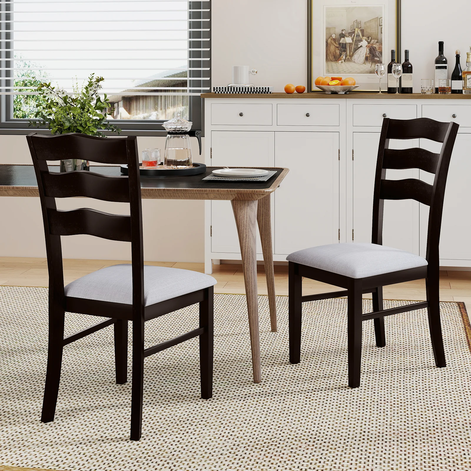 Farmhouse Dining Chairs Set of 2, Modern Kitchen Chairs, Gray - Image 2