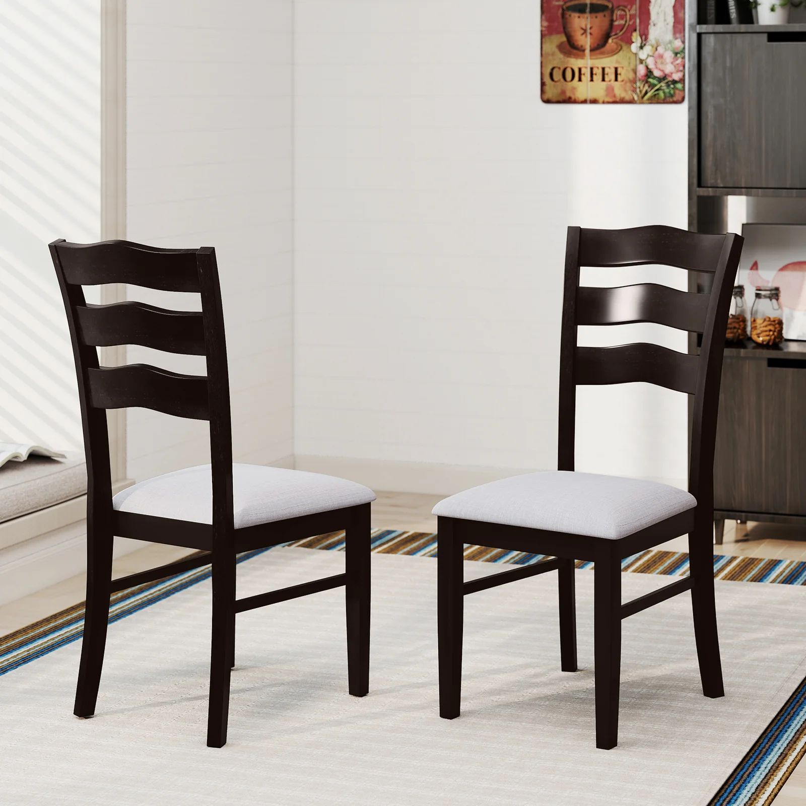 Farmhouse Dining Chairs Set of 2, Modern Kitchen Chairs, Gray - Image 3