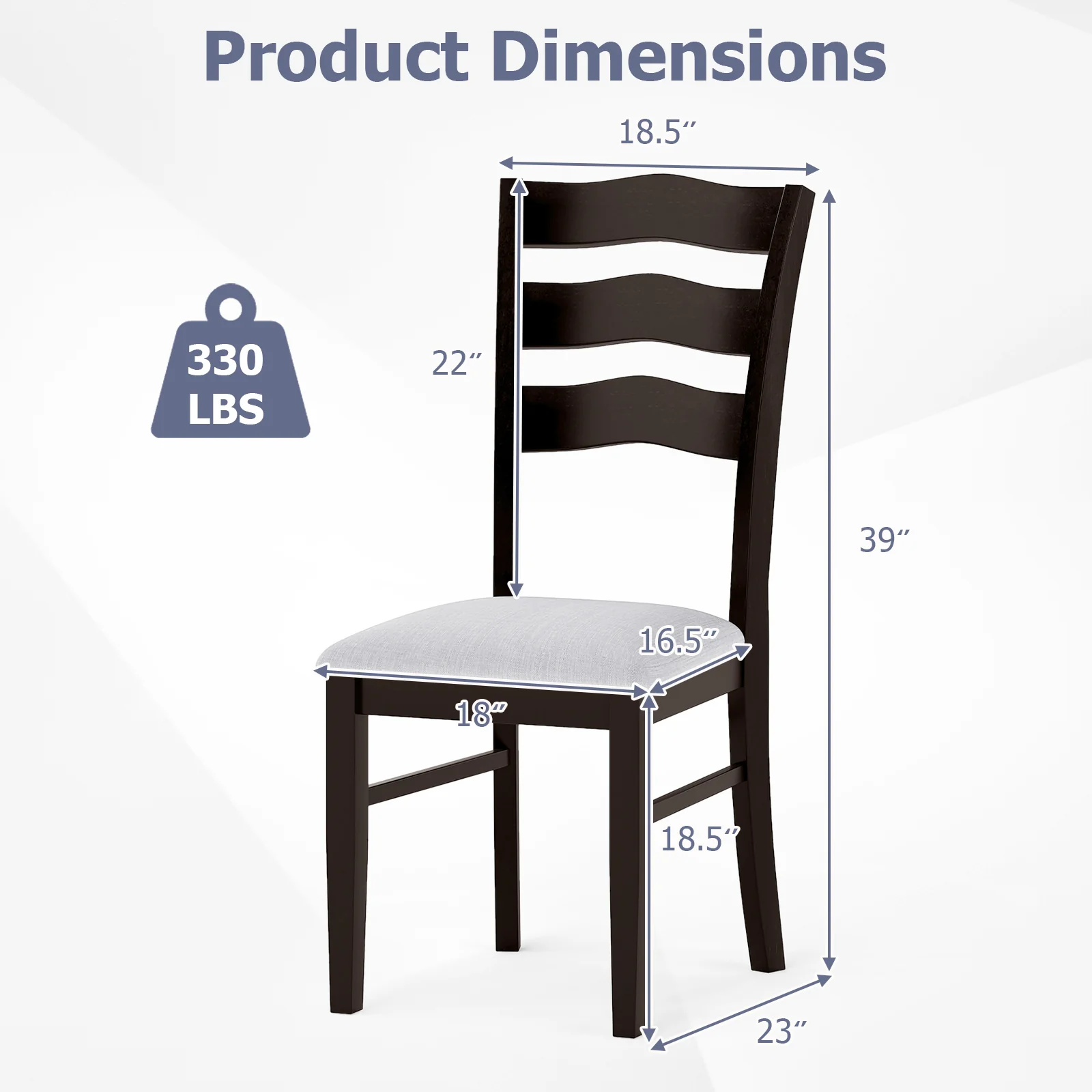 Farmhouse Dining Chairs Set of 2, Modern Kitchen Chairs, Gray - Image 5
