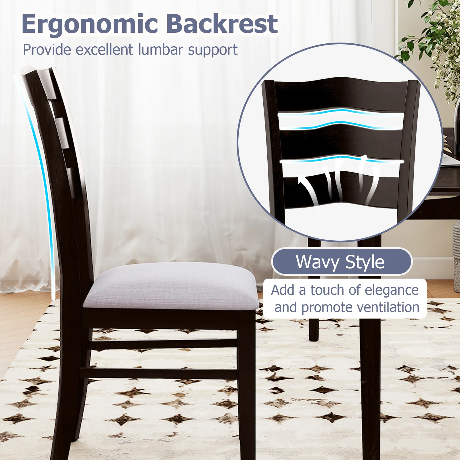 Farmhouse Dining Chairs Set of 2, Modern Kitchen Chairs, Gray - Image 8