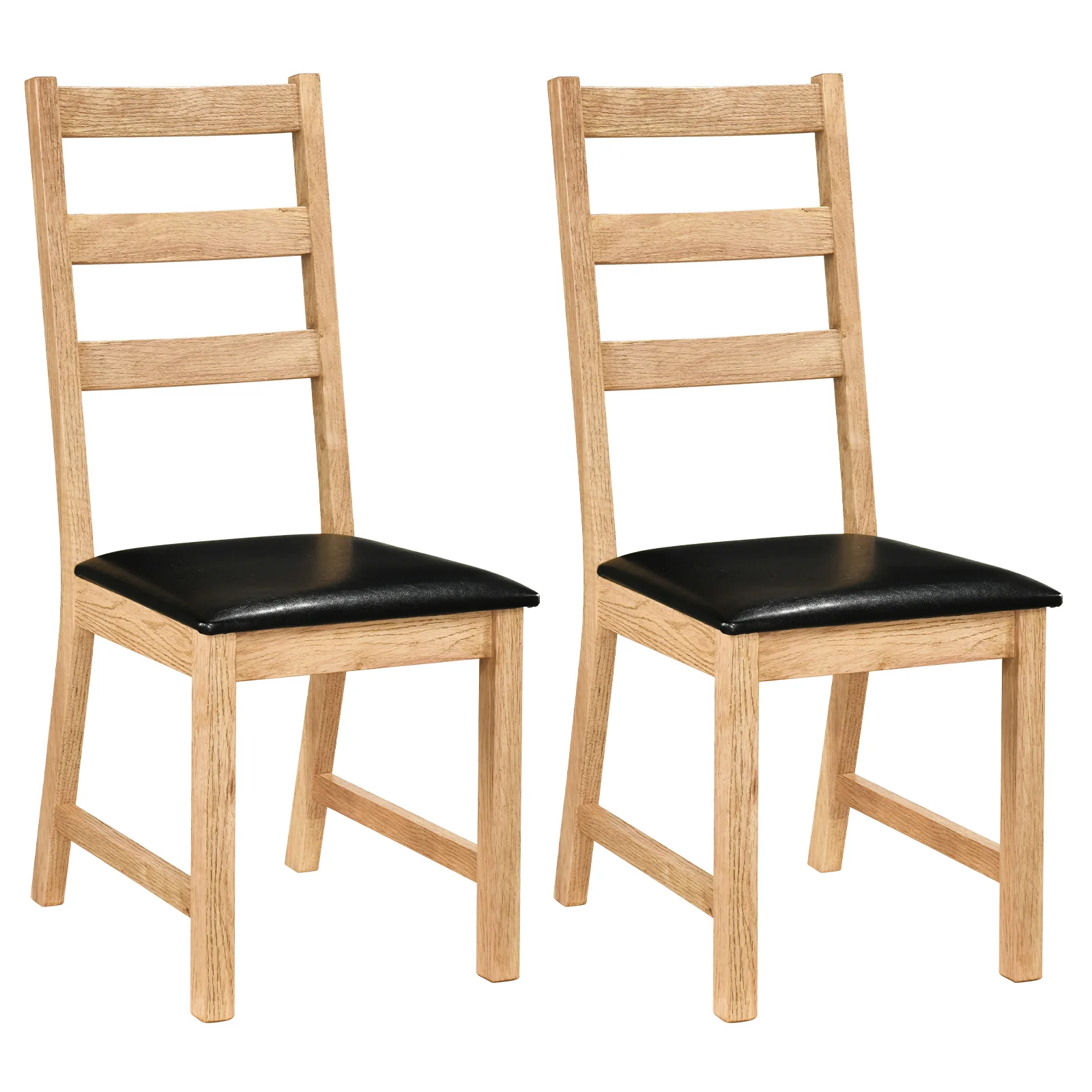 Farmhouse Dining Chairs Set Of 2, Hollowed Backrest, Natural