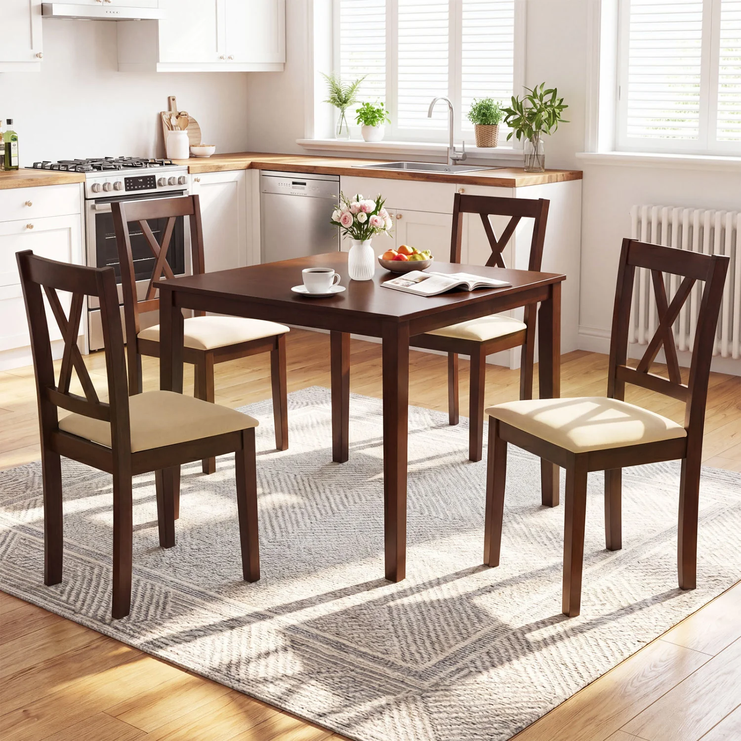 Farmhouse Dining Table, 35" Square, Walnut - Image 3