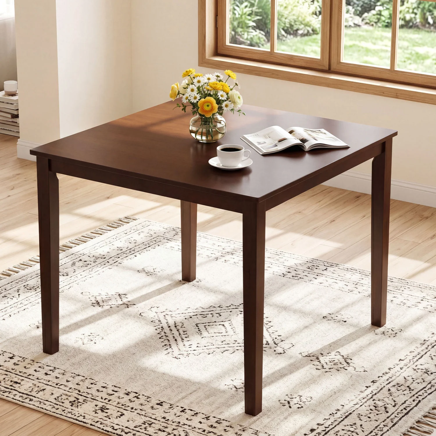 Farmhouse Dining Table, 35" Square, Walnut - Image 6