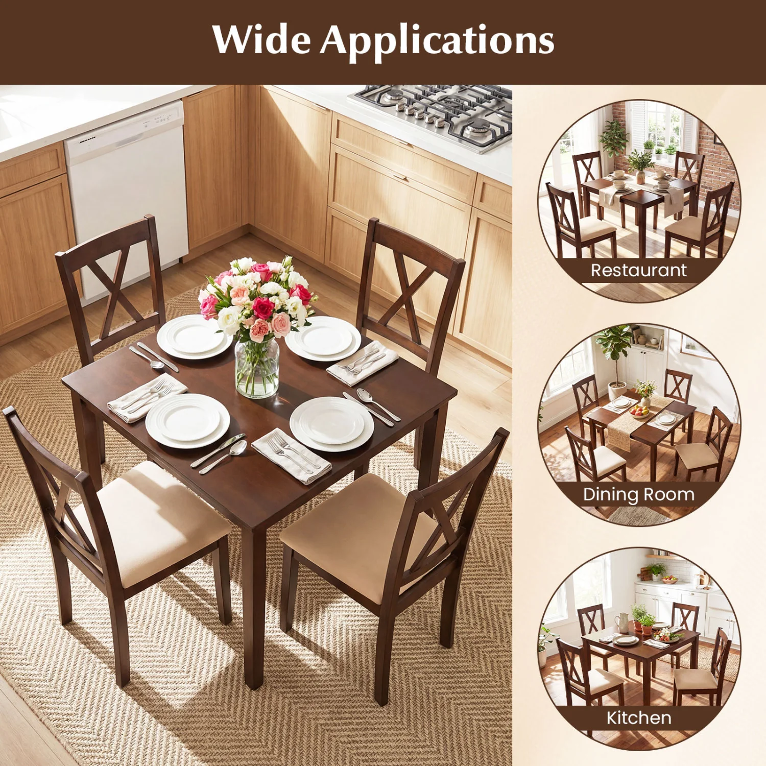 Farmhouse Dining Table, 35" Square, Walnut - Image 9