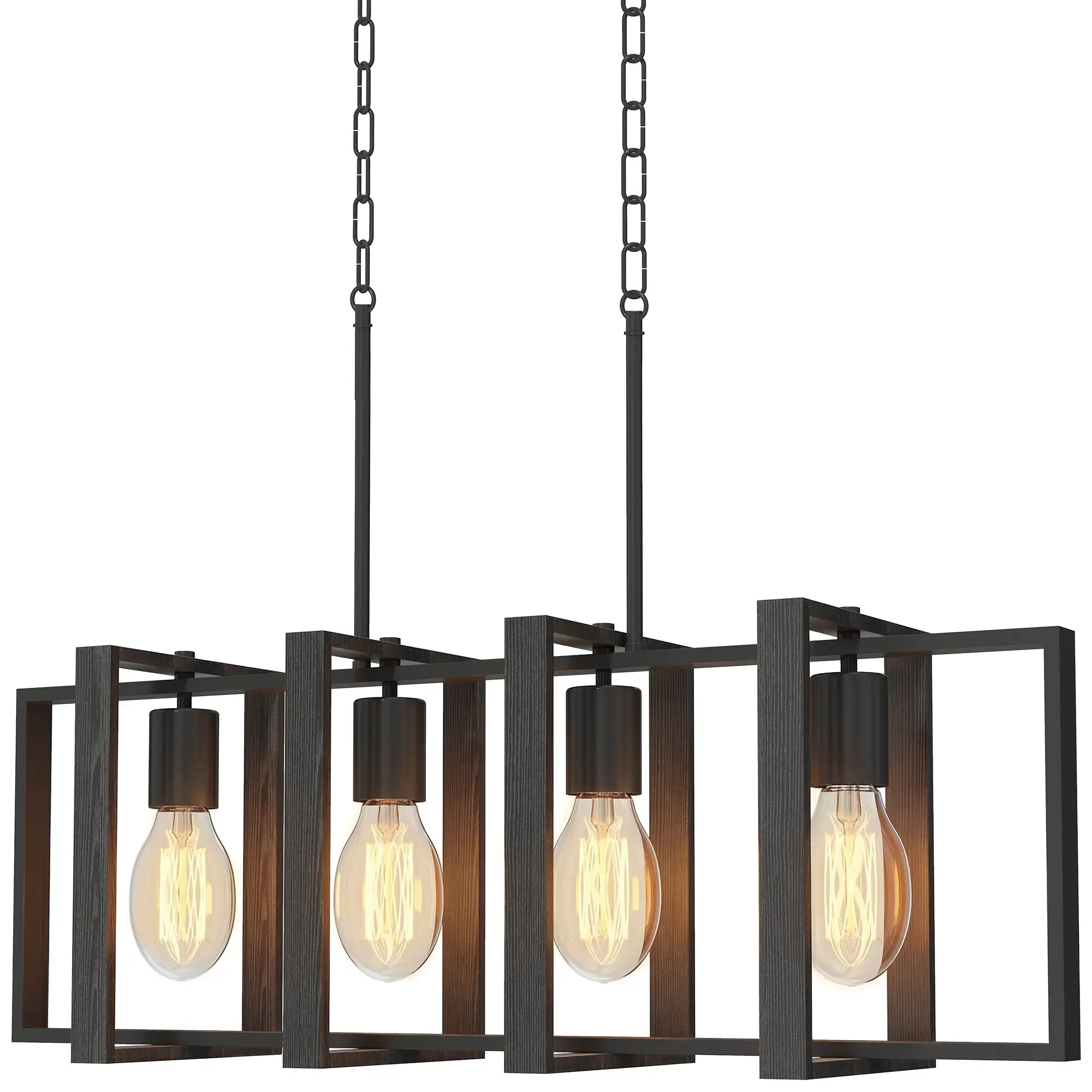 Farmhouse Kitchen Island Linear Pendant Light, 4 Rotatable Frames, Black - Image 11