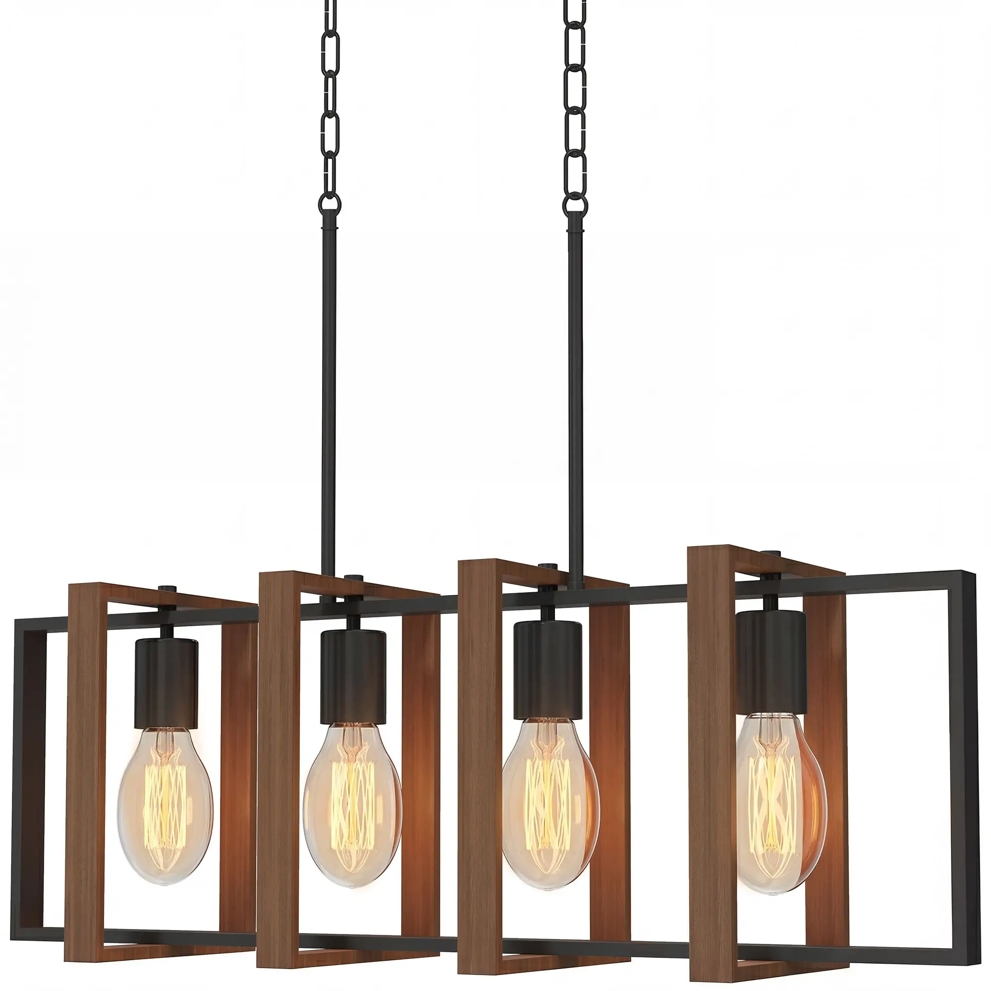 Farmhouse Kitchen Island Pendant Light, 4 Rotatable Frames, Walnut - Image 11