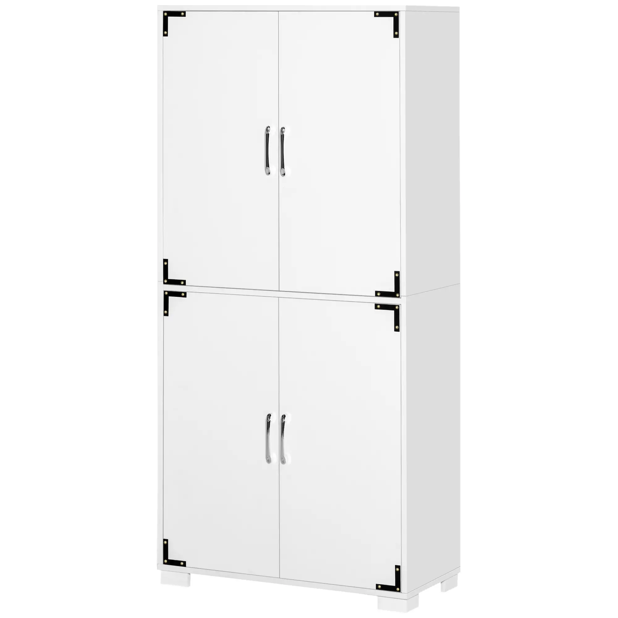 Farmhouse Kitchen Pantry, 4 Door Cabinet with Shelves, White - Image 11