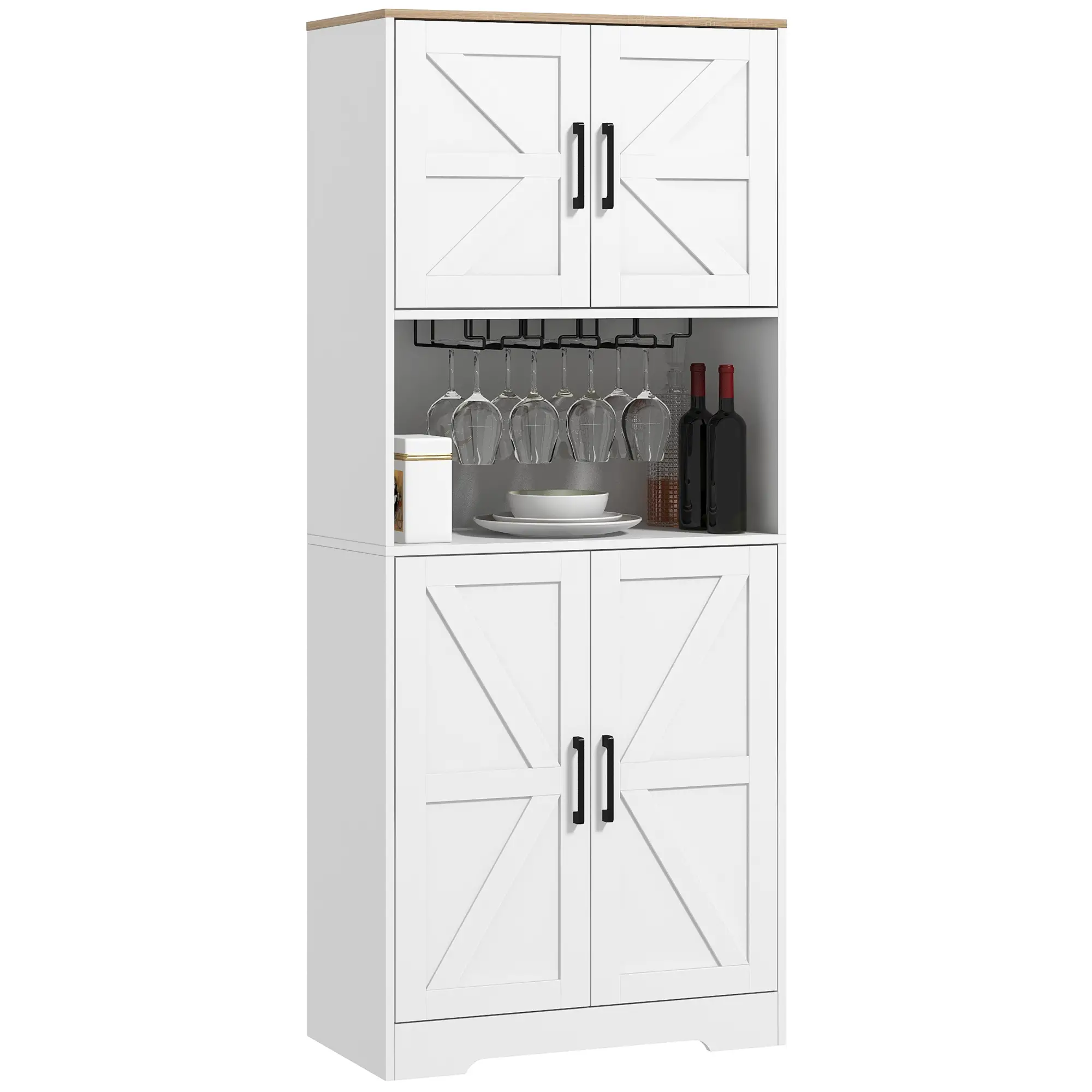 Farmhouse Kitchen Pantry, 68" Freestanding Cabinet, White - Image 11