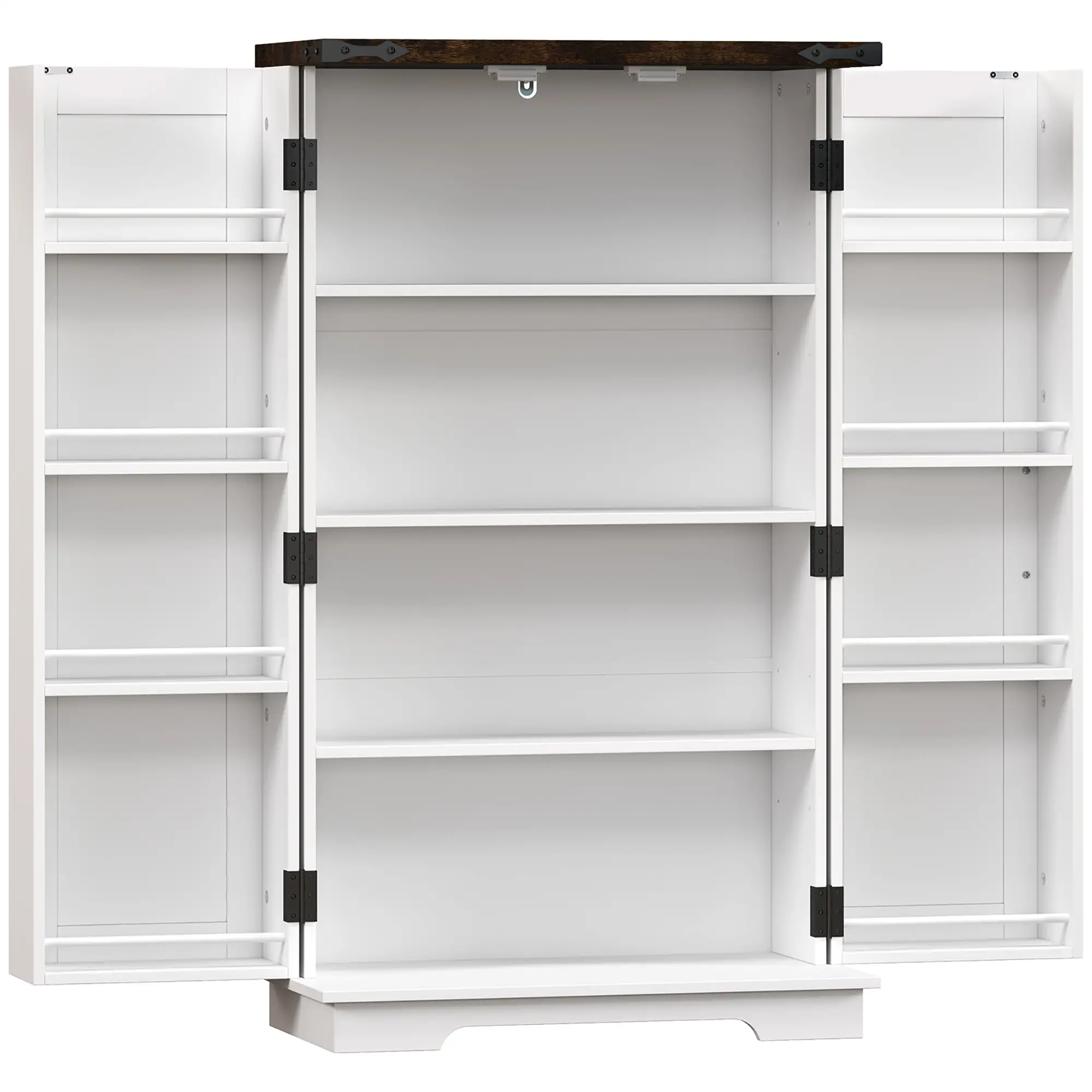 Farmhouse Kitchen Pantry Cabinet, Adjustable Shelves, White - Image 12