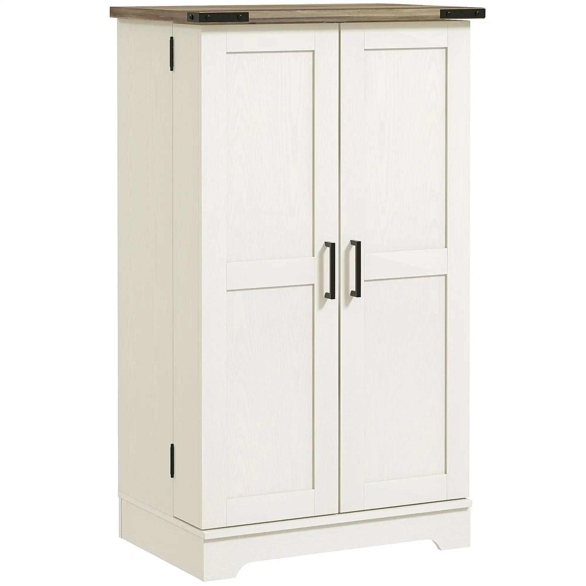 Farmhouse Kitchen Pantry Cabinet, Adjustable Shelves, White Cream