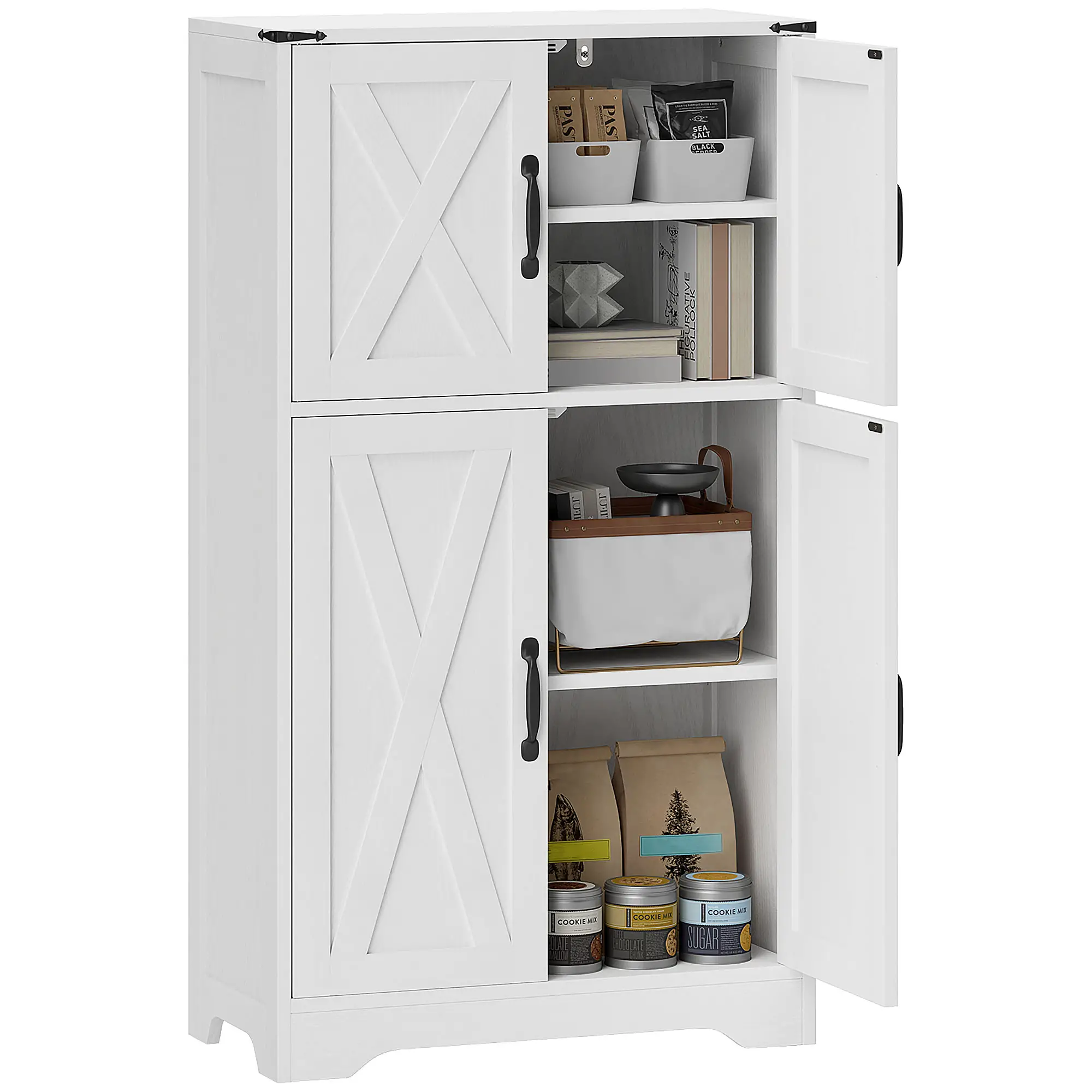 Farmhouse Kitchen Pantry, Freestanding Storage Cabinet, White - Image 11