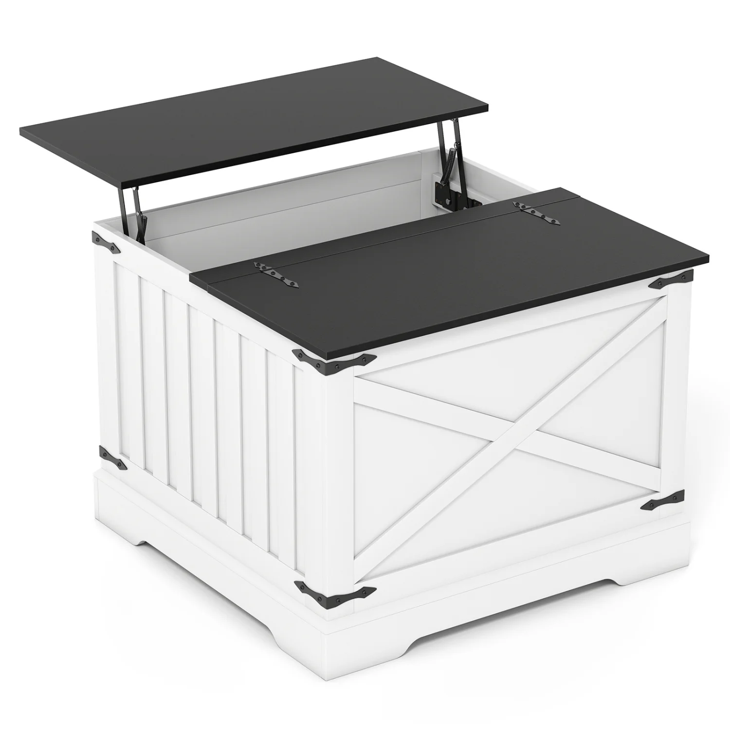 Farmhouse Lift Top Coffee Table with Hidden Storage Compartment, Black