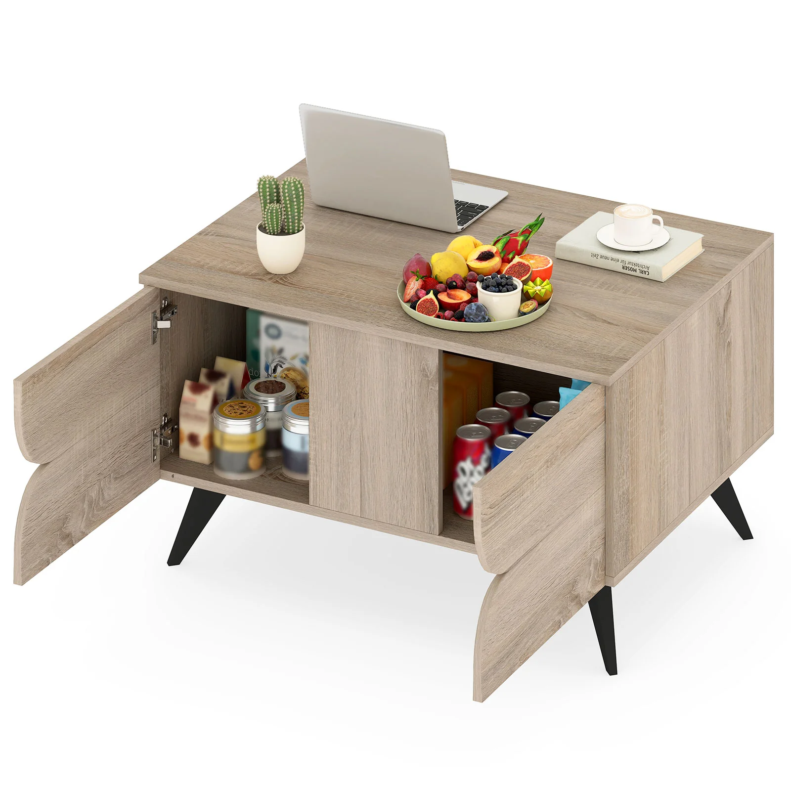 Farmhouse Modern Coffee Table With Storage, Natural - Image 5