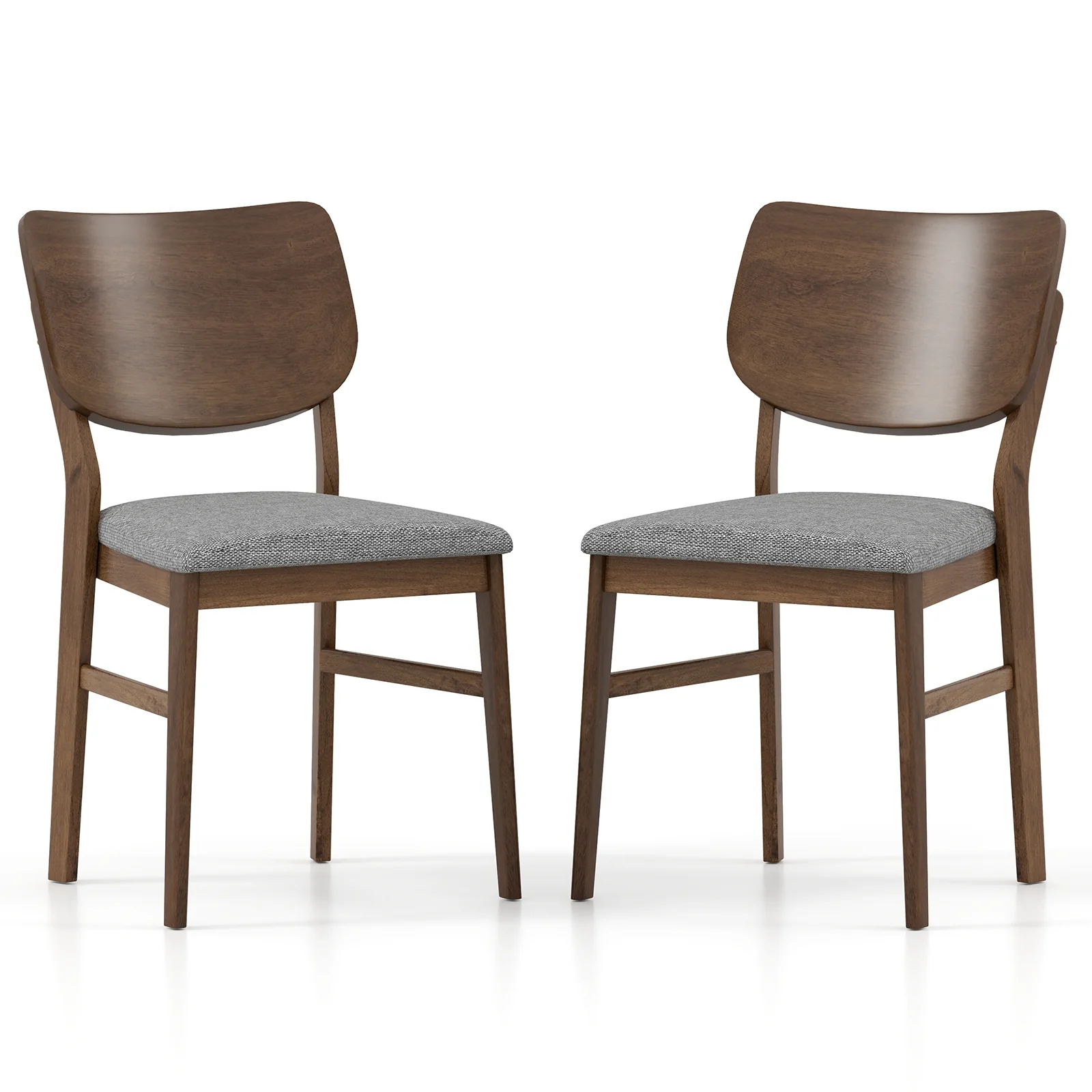 Farmhouse Upholstered Kitchen Chairs Set of 2, Rubber Wood Frame, Gray - Image 4