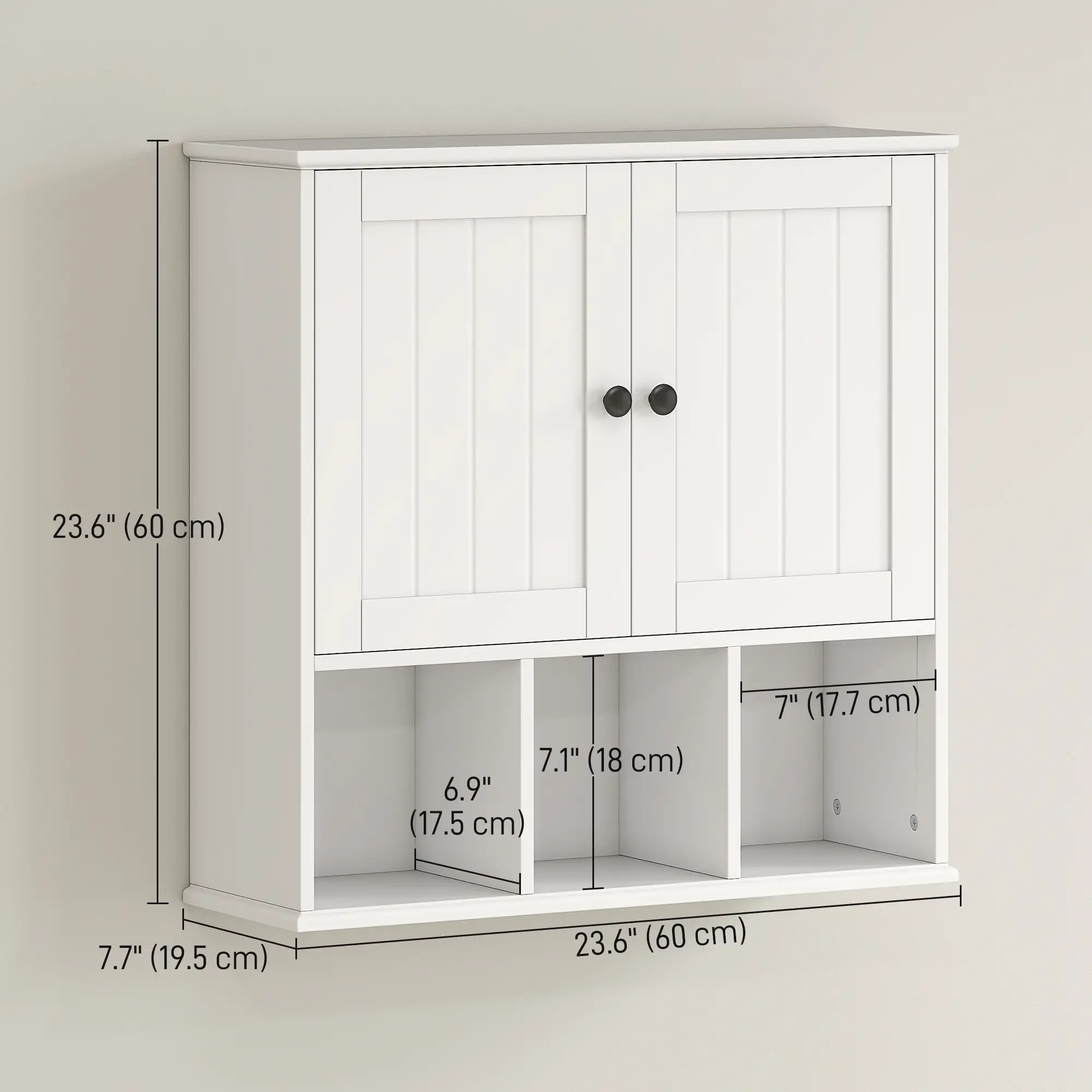 Farmhouse Wall Mounted Medicine Cabinet, Adjustable Shelf, White - Image 3