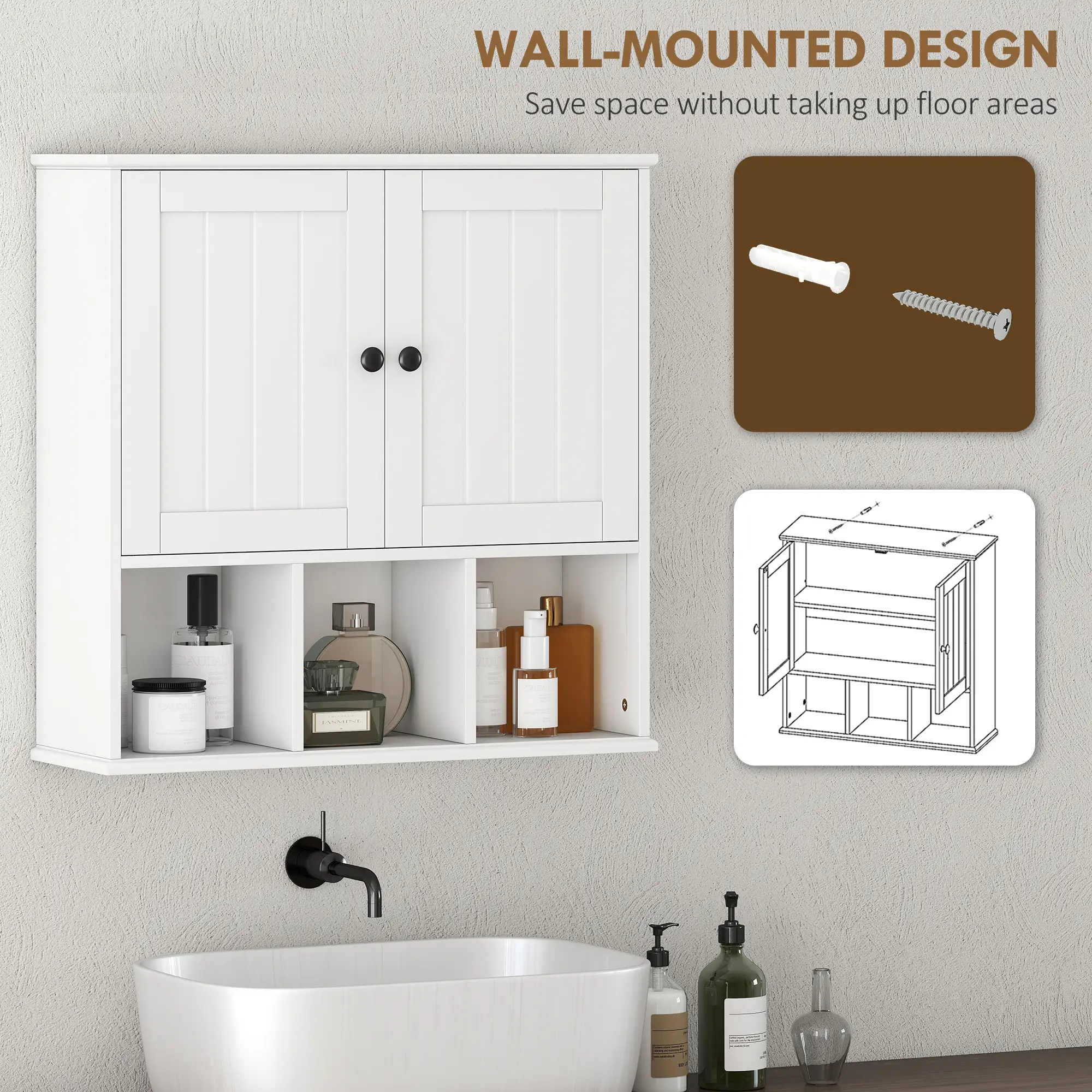 Farmhouse Wall Mounted Medicine Cabinet, Adjustable Shelf, White - Image 4