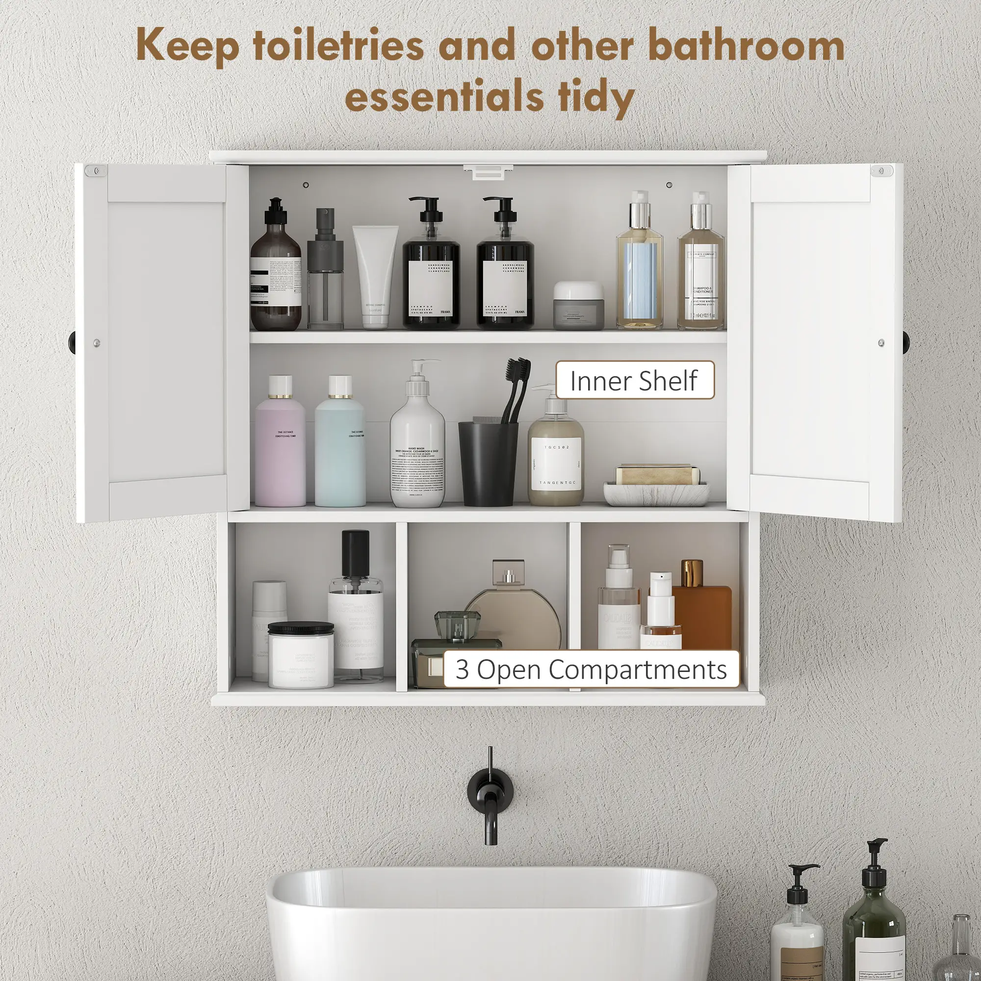 Farmhouse Wall Mounted Medicine Cabinet, Adjustable Shelf, White - Image 5