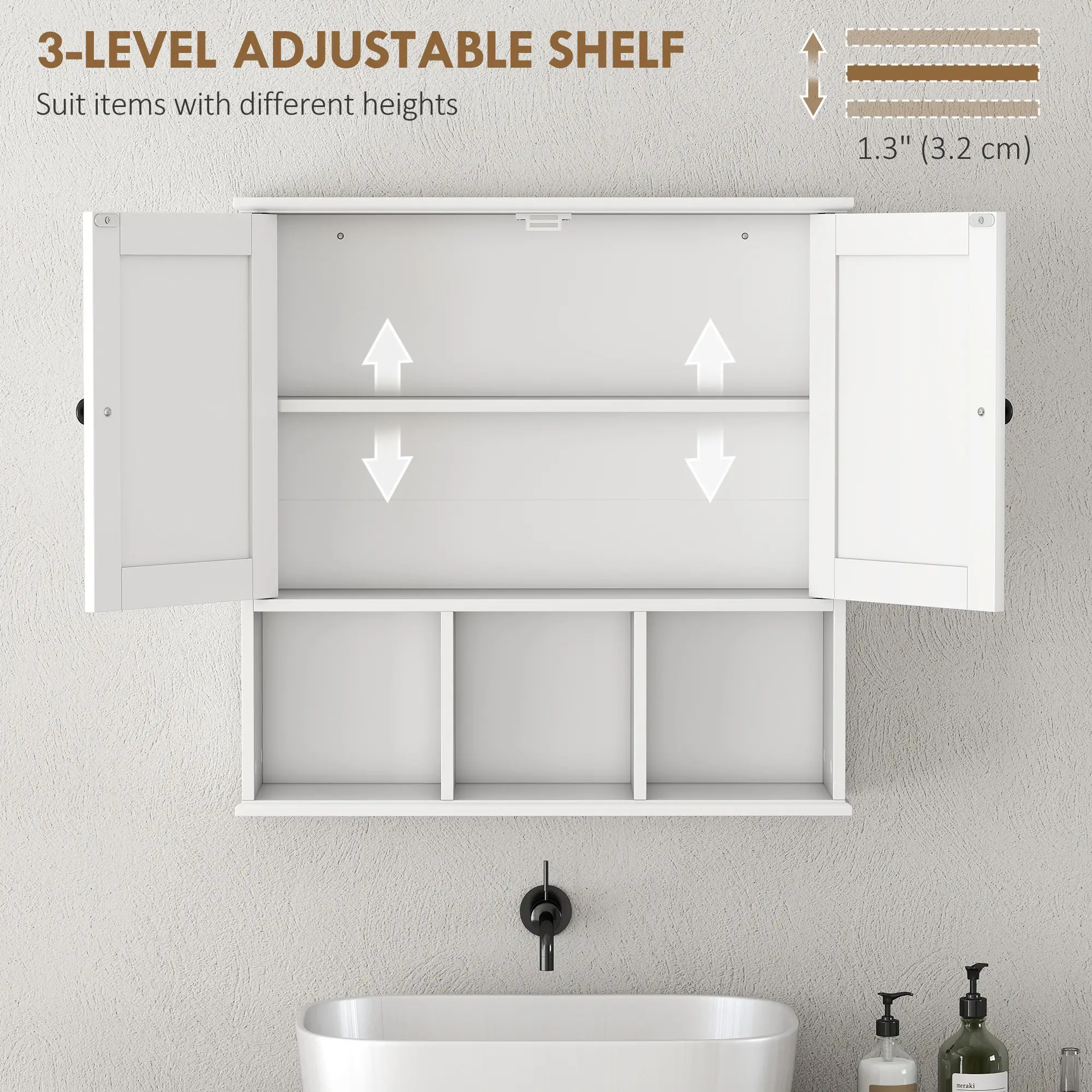Farmhouse Wall Mounted Medicine Cabinet, Adjustable Shelf, White - Image 6