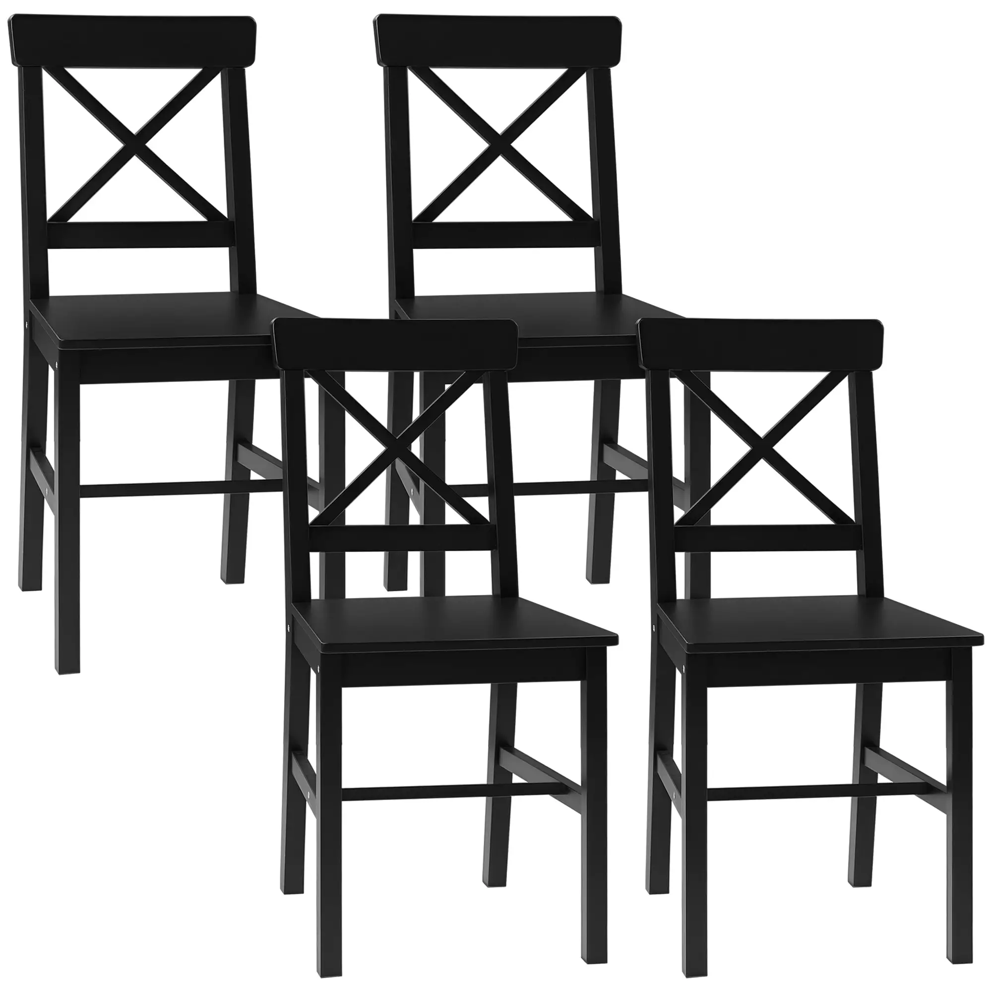 Farmhouse Wooden Dining Chairs, Set of 4, Cross Back, Black - Image 11