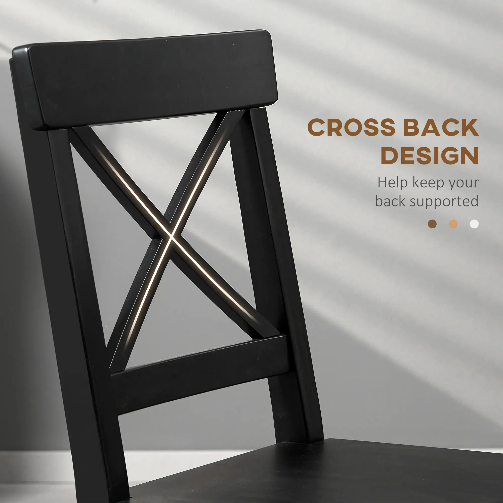 Farmhouse Wooden Dining Chairs, Set of 4, Cross Back, Black - Image 5