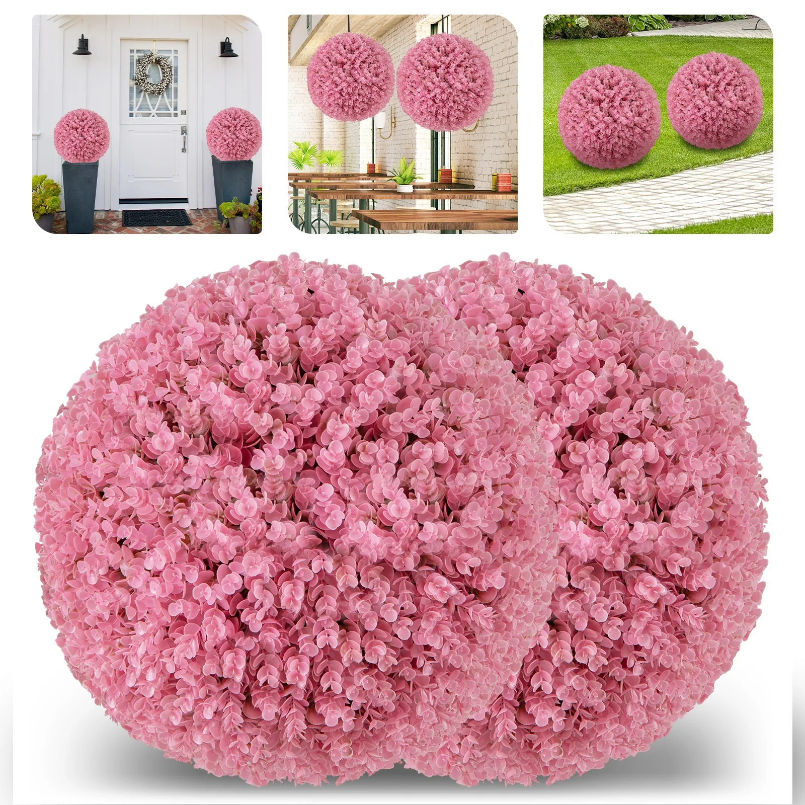 Faux Eucalyptus Decorative Balls, 17.5 Inch, Purple, Pink - Image 5