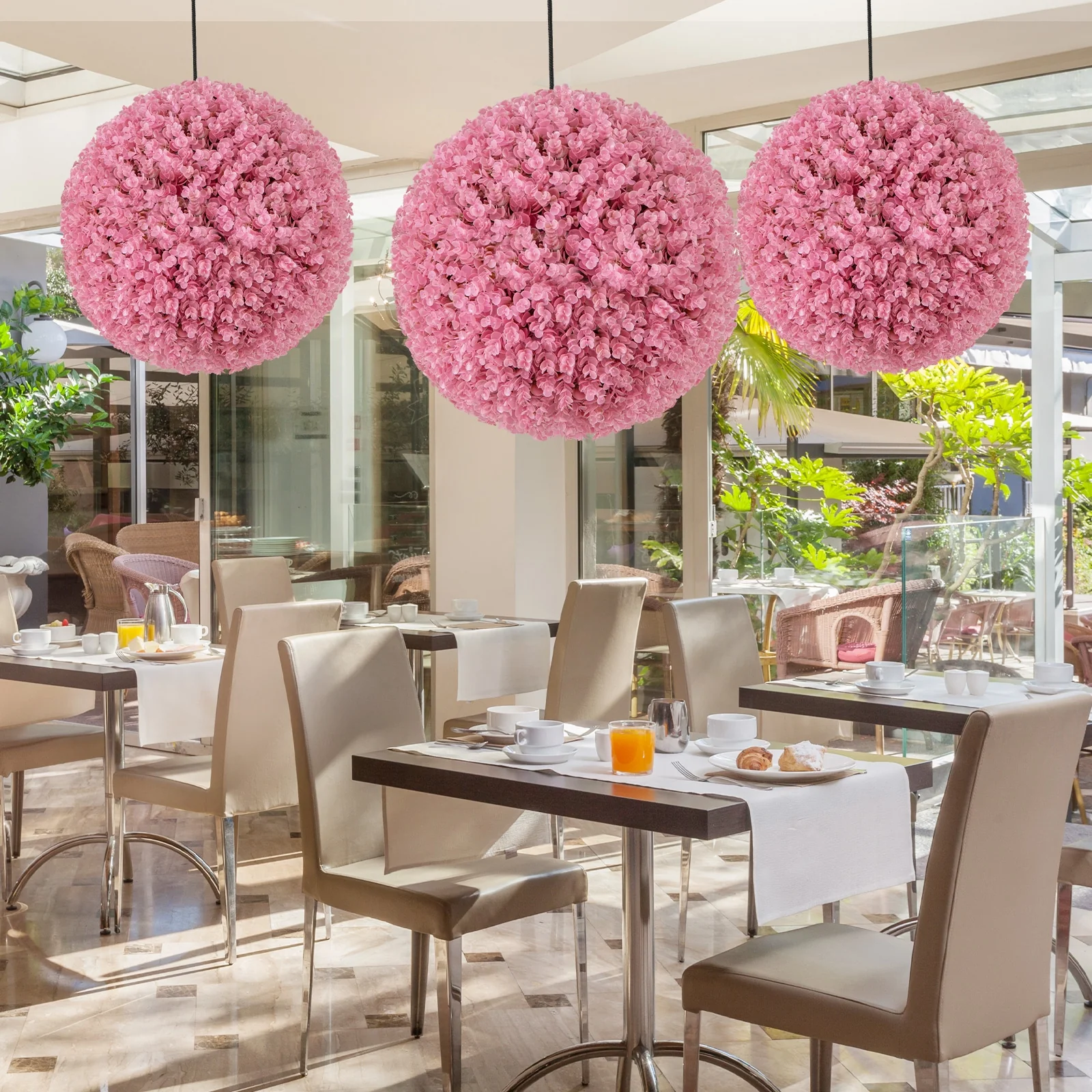 Faux Eucalyptus Decorative Balls, 17.5 Inch, Purple, Pink - Image 7