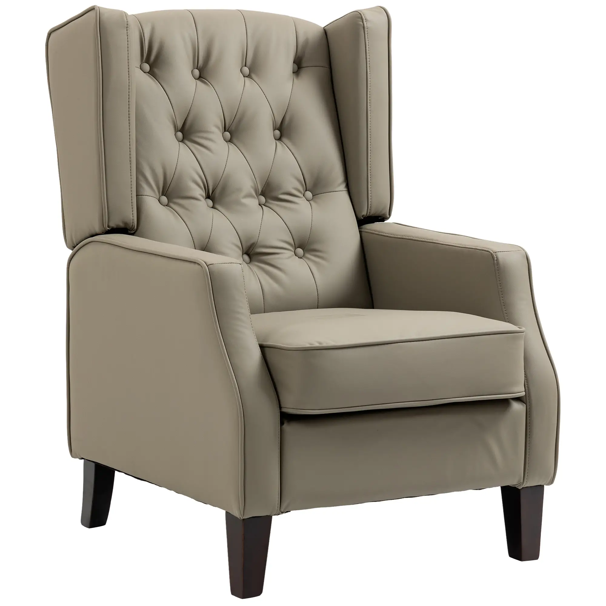 Faux Leather Armchair, Modern Accent Chair, Thick Padding, Khaki