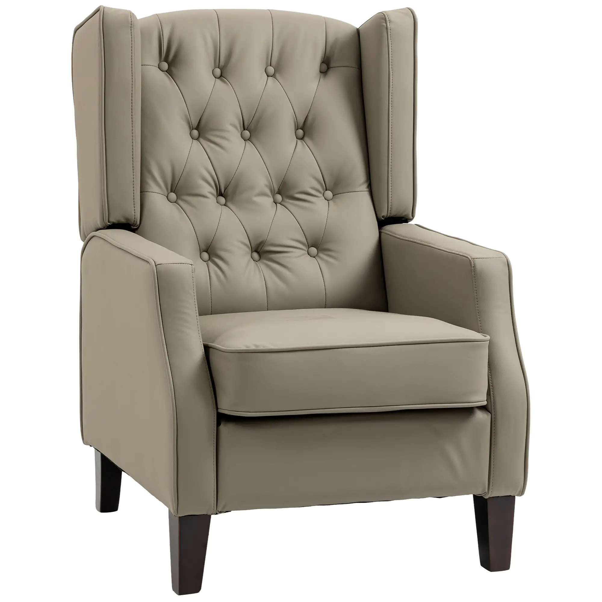 Faux Leather Armchair, Modern Accent Chair, Thick Padding, Khaki - Image 11