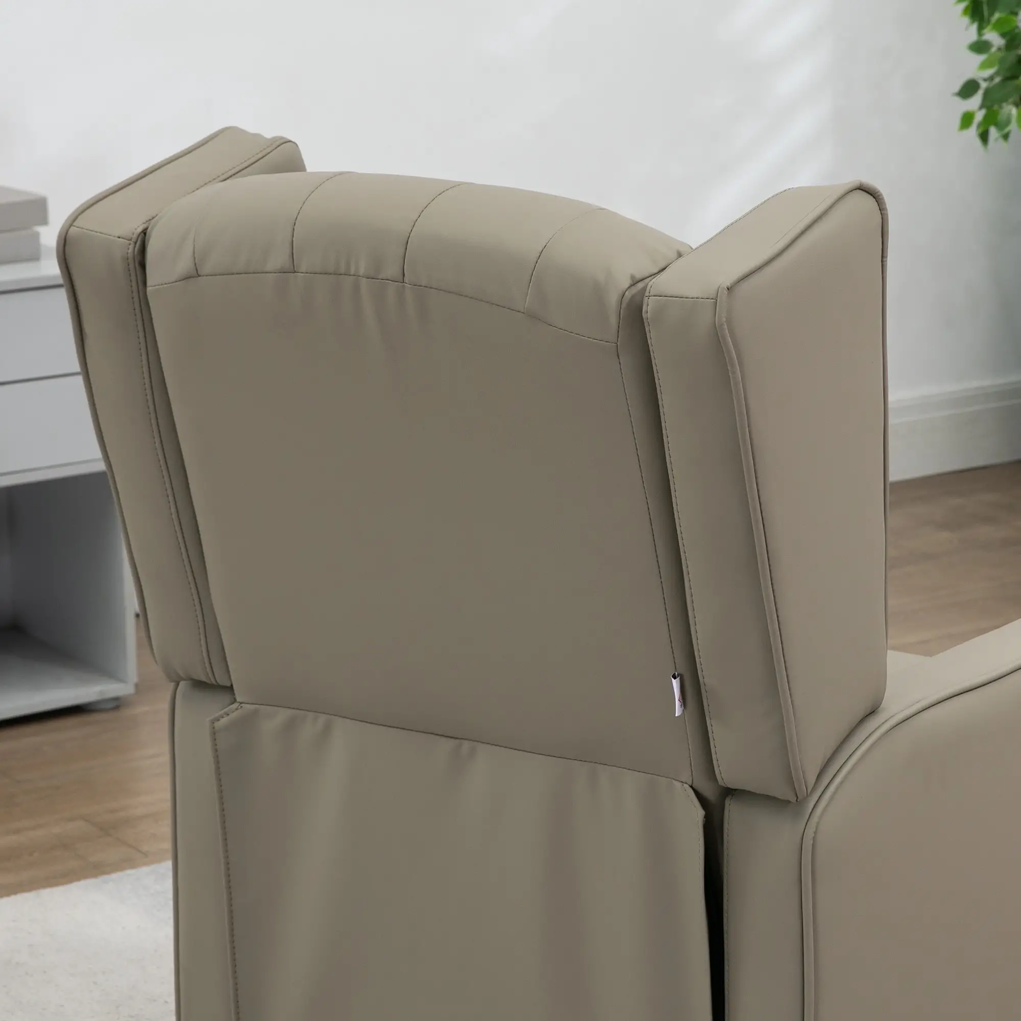 Faux Leather Armchair, Modern Accent Chair, Thick Padding, Khaki - Image 8