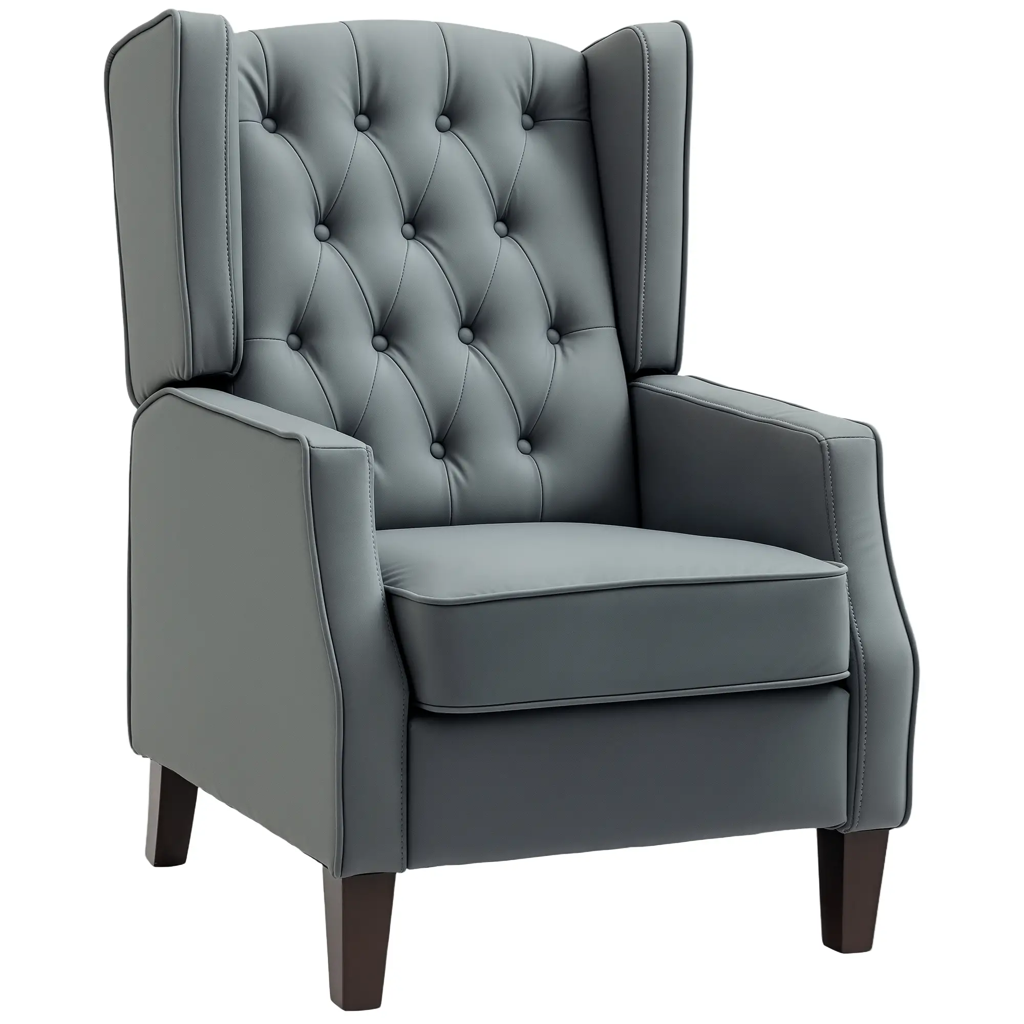 Faux Leather Armchair, Modern Accent Chair with Thick Padding for Living Room, Bedroom, Home Office, Grey - Image 11