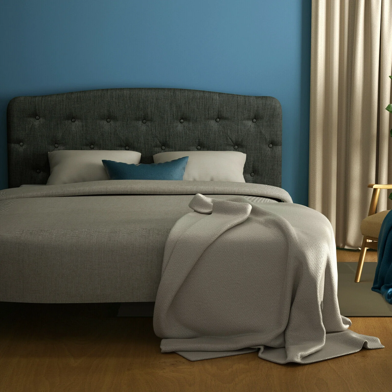 Faux Linen Headboard, Adjustable Heights, Gray - Image 3