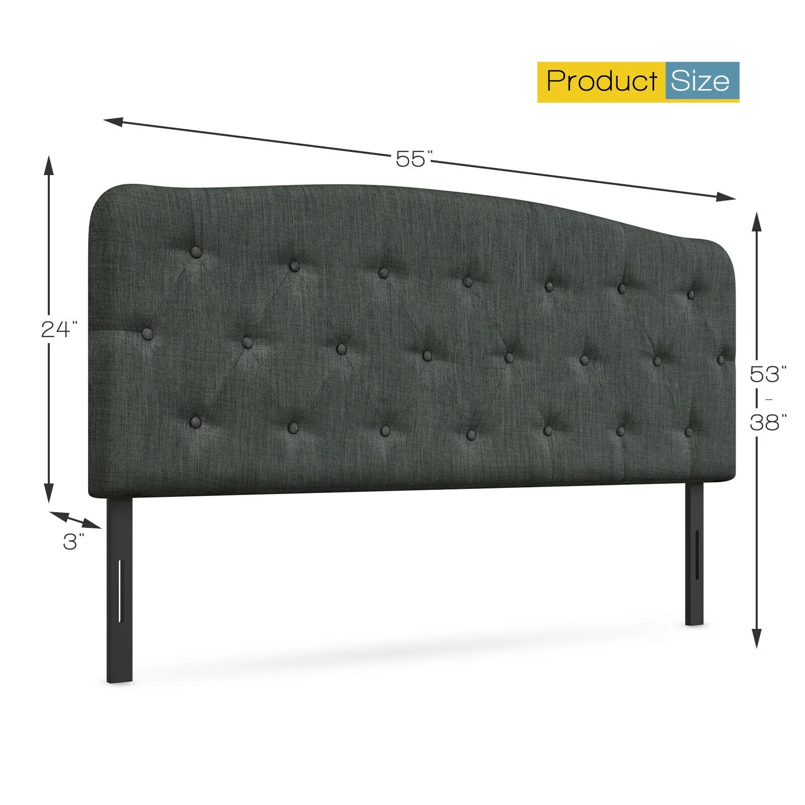 Faux Linen Headboard, Adjustable Heights, Gray - Image 6