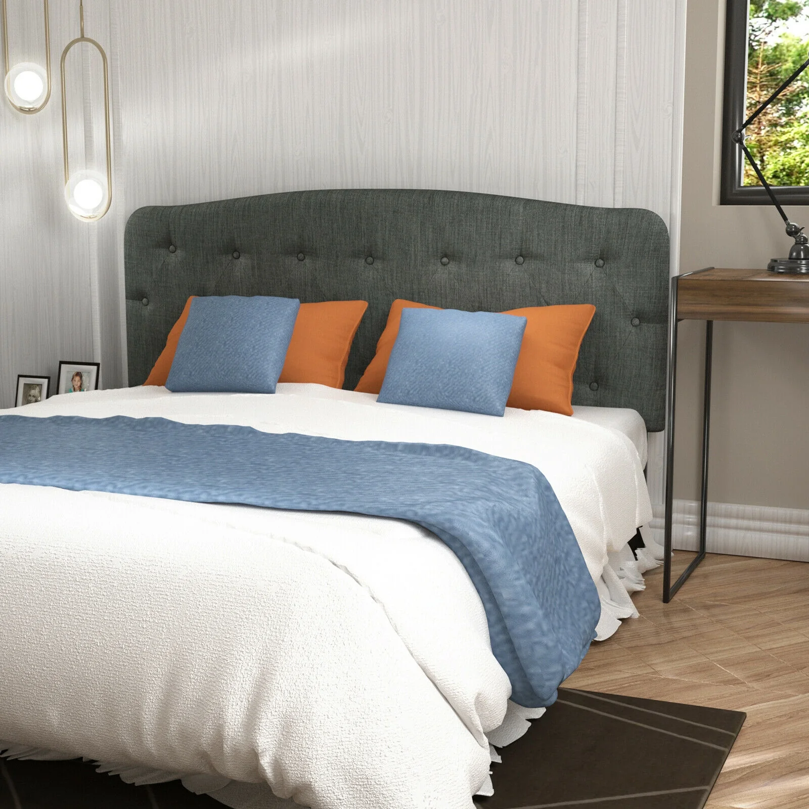 Faux Linen Headboard, Adjustable Heights, Gray - Image 7