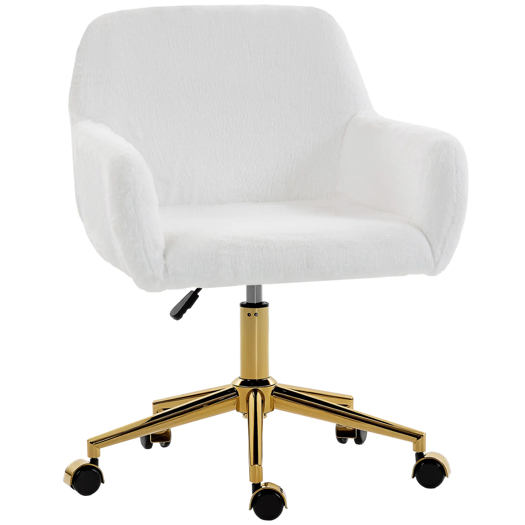 Faux Rabbit Fur Upholstered Office Chair, Cream White