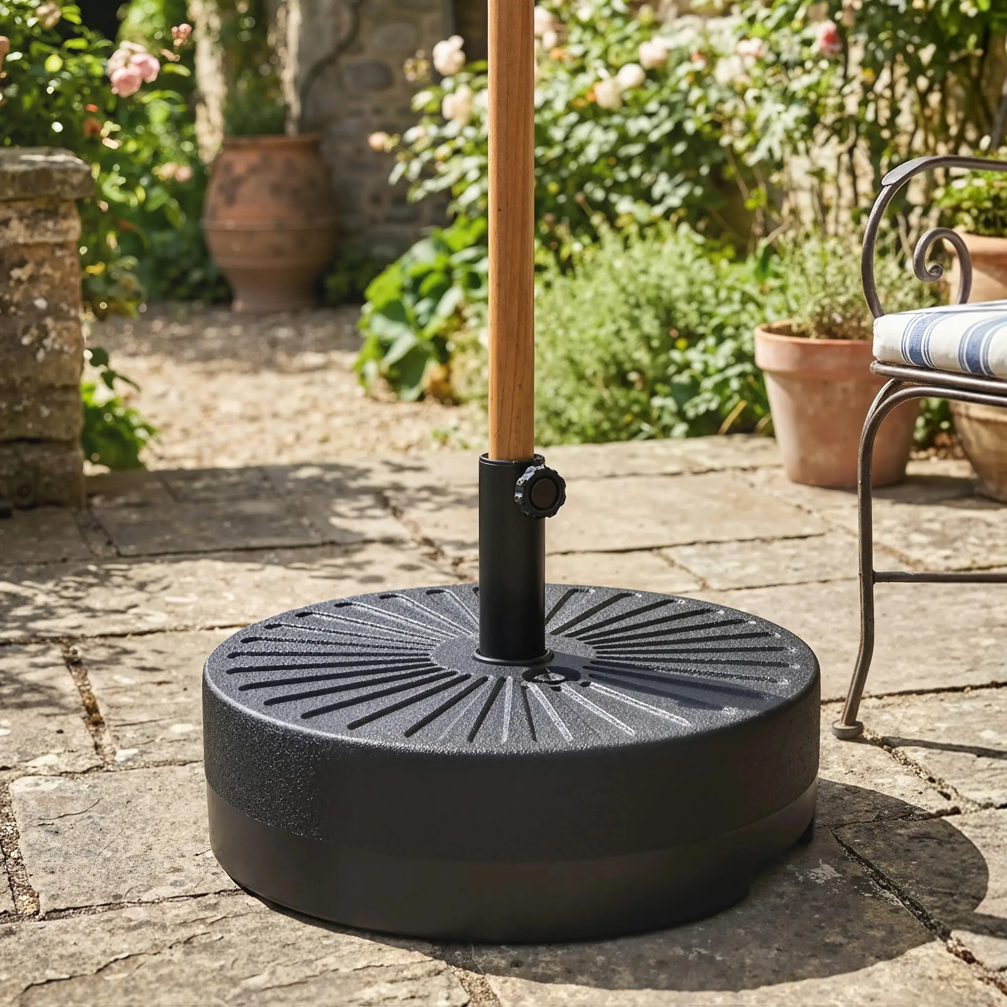Fillable Umbrella Base, 20 Inch, Water Sand Filled Stand, Fit 1.5"/1.9" Pole - Image 2