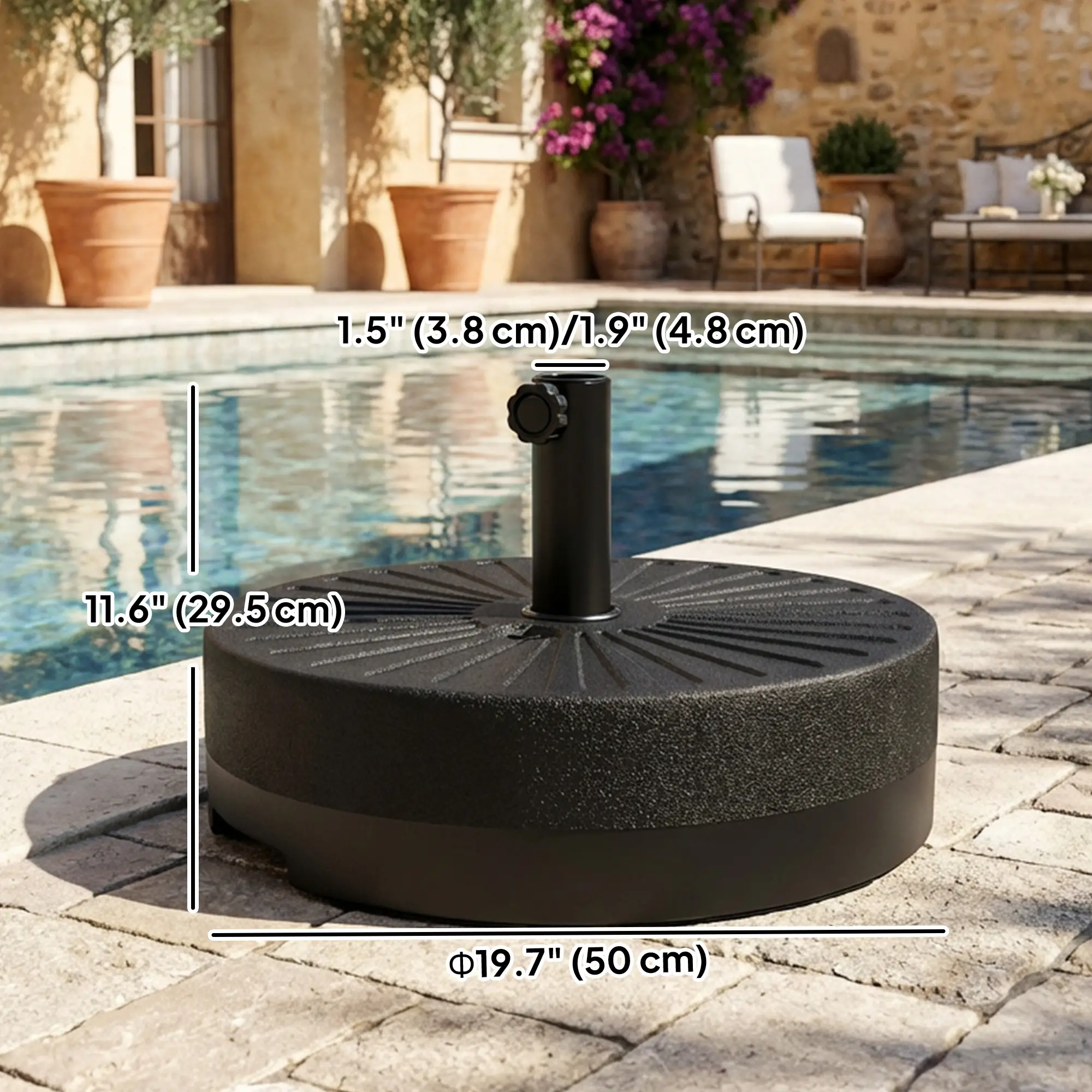 Fillable Umbrella Base, 20 Inch, Water Sand Filled Stand, Fit 1.5"/1.9" Pole - Image 3