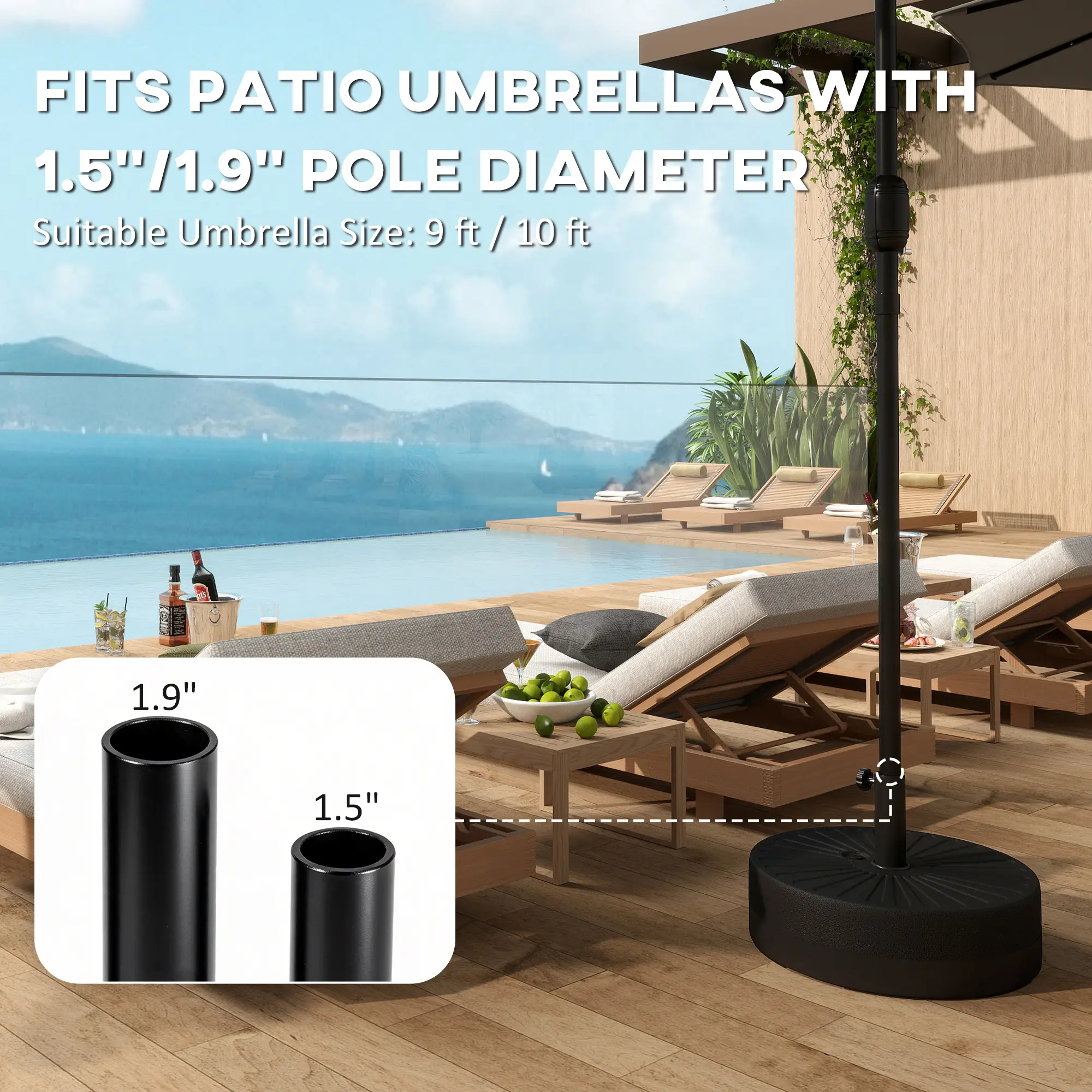 Fillable Umbrella Base, 20 Inch, Water Sand Filled Stand, Fit 1.5"/1.9" Pole - Image 5