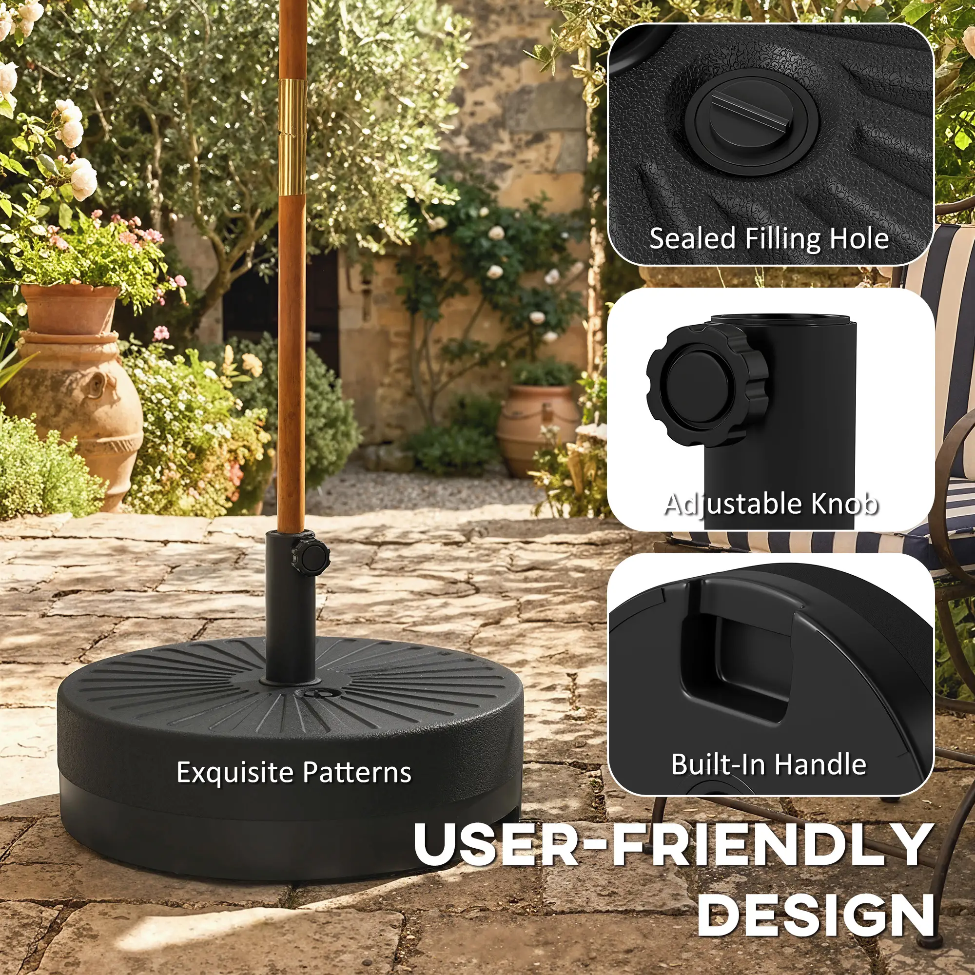 Fillable Umbrella Base, 20 Inch, Water Sand Filled Stand, Fit 1.5"/1.9" Pole - Image 7