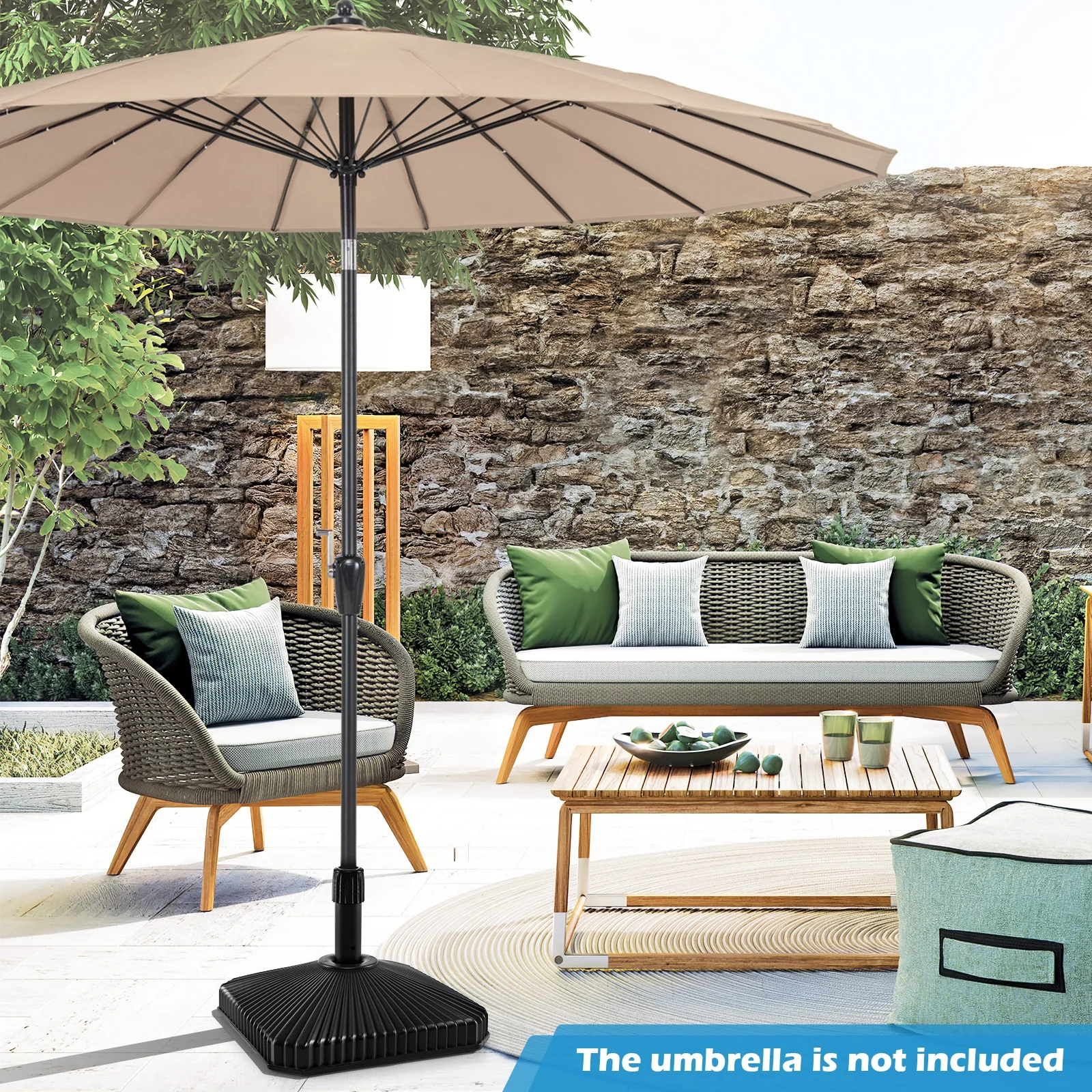Fillable Umbrella Base, Shell Texture, 3 Coupler Sizes, Black - Image 3
