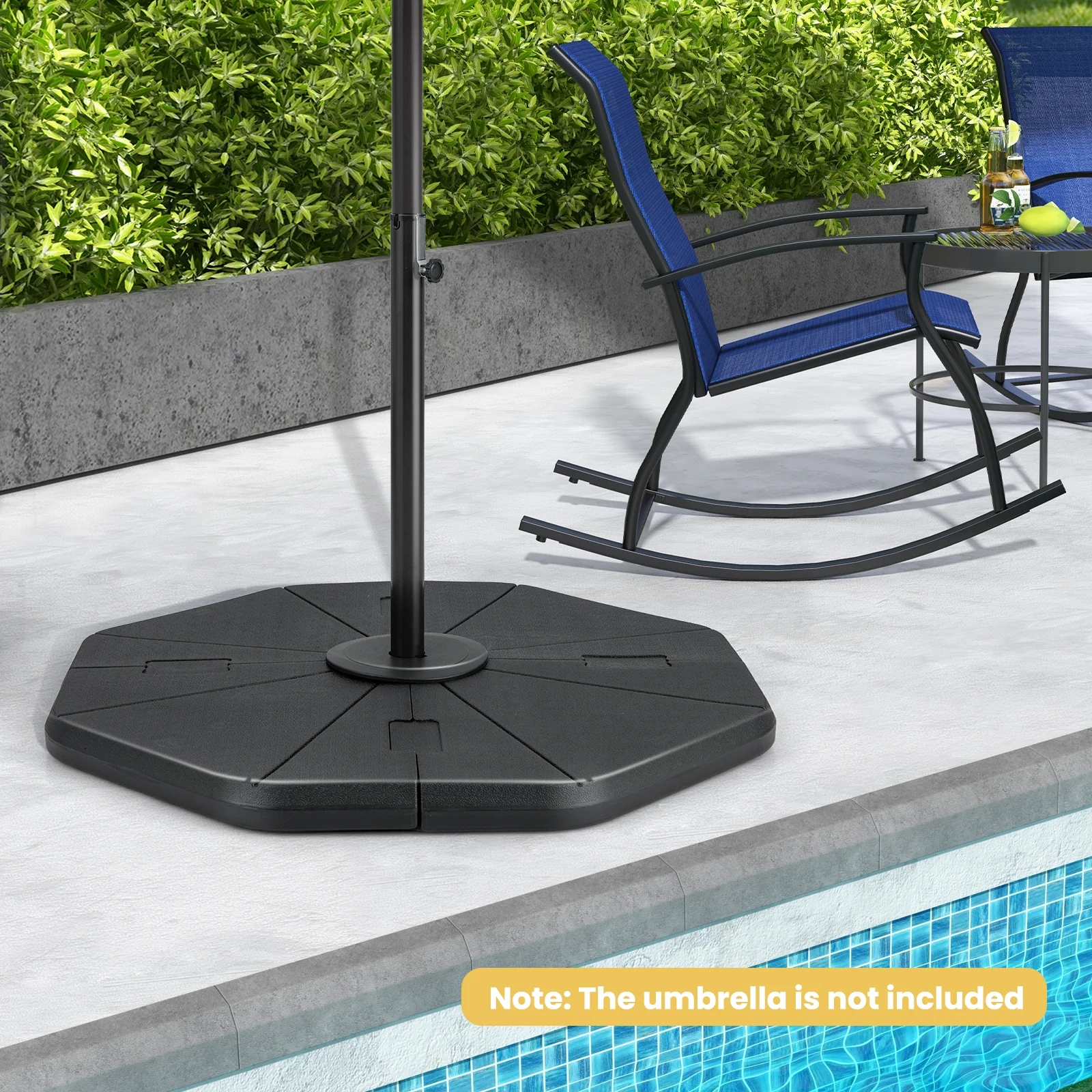 Fillable Umbrella Base Stand, 4-Piece, Black - Image 3