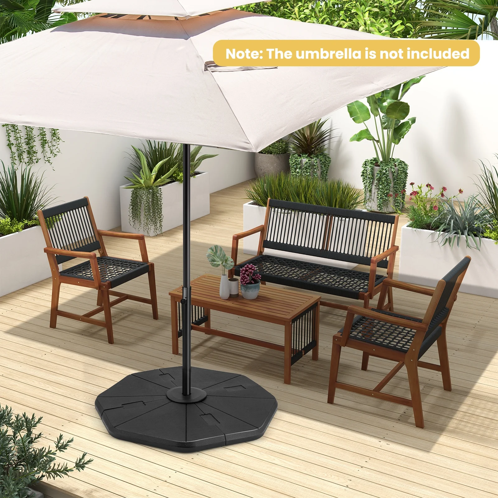 Fillable Umbrella Base Stand, 4-Piece, Black - Image 7