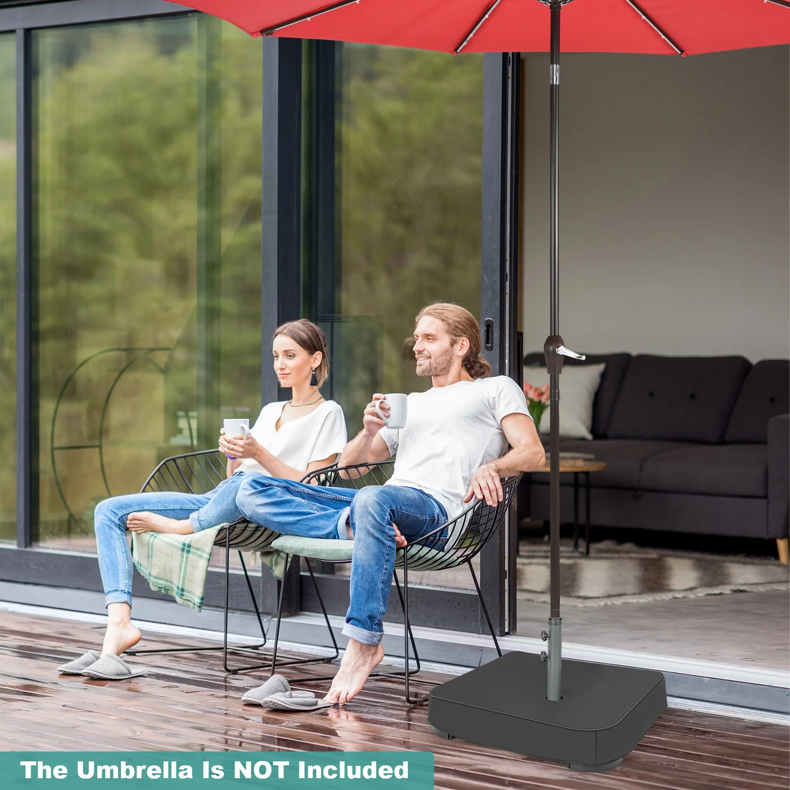 Fillable Umbrella Base With Sandbags And Cover, Black - Image 2