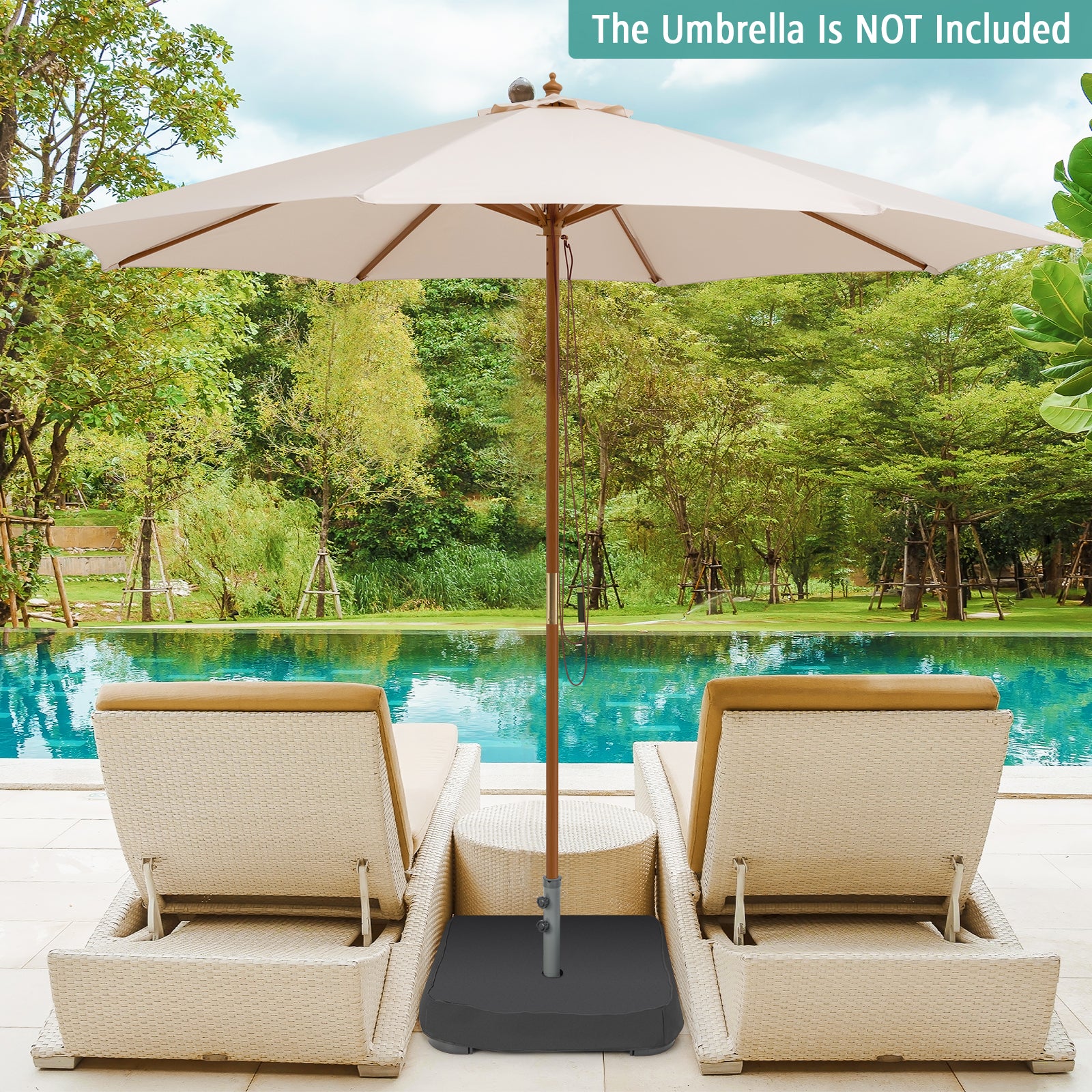 Fillable Umbrella Base With Sandbags And Cover, Black - Image 3