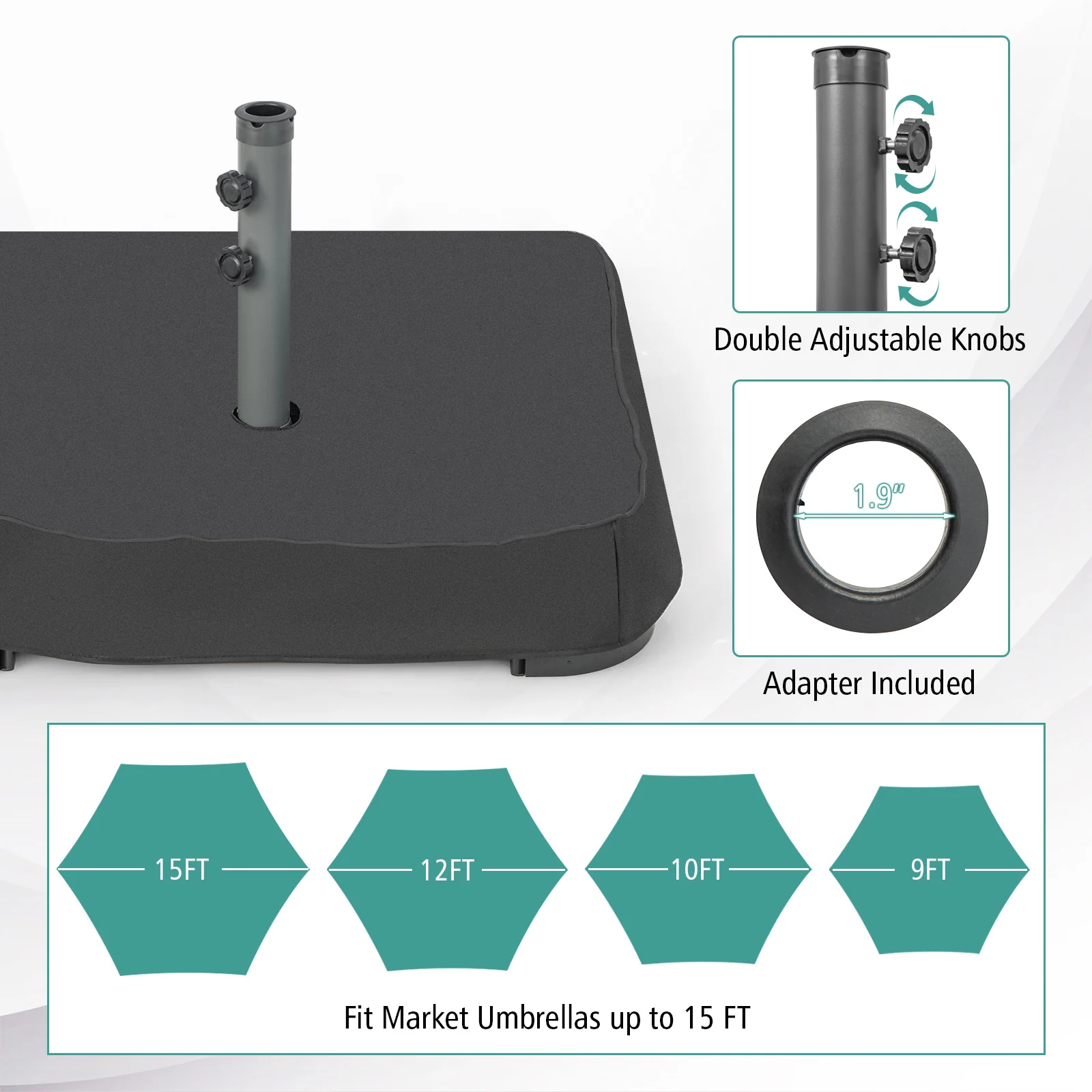 Fillable Umbrella Base With Sandbags And Cover, Black - Image 8