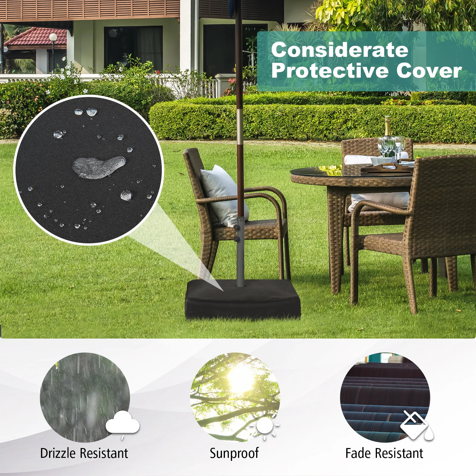 Fillable Umbrella Base With Sandbags And Cover, Black - Image 9