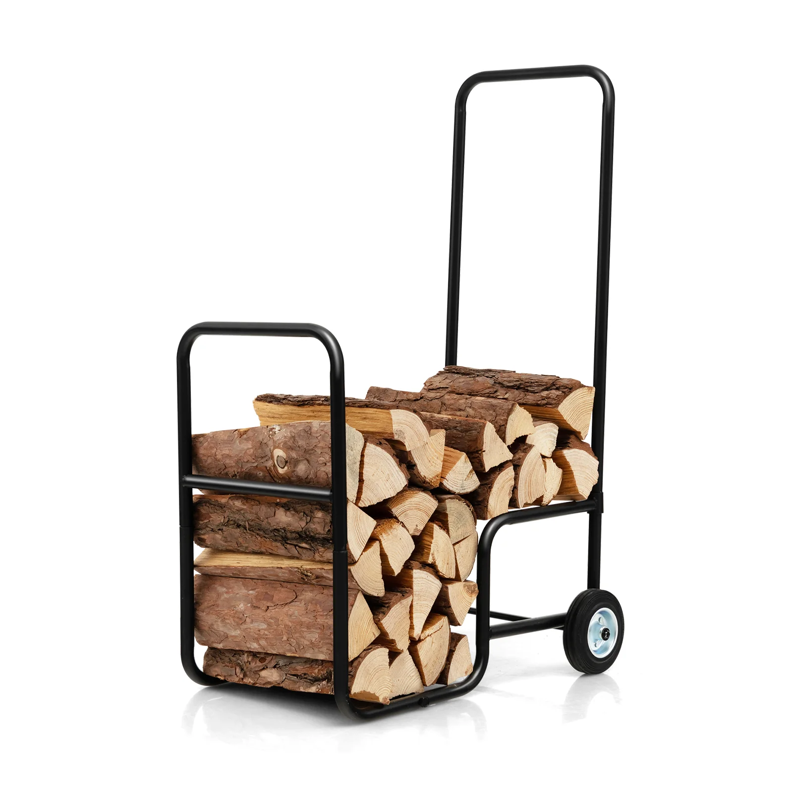 Firewood Log Cart Carrier, Anti-Slip Wheels, Black - Image 4