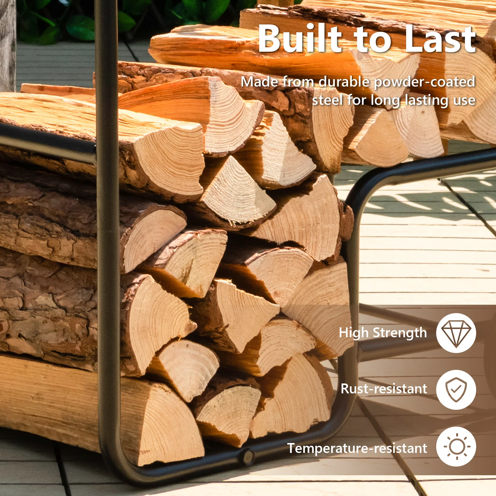 Firewood Log Cart Carrier, Anti-Slip Wheels, Black - Image 8