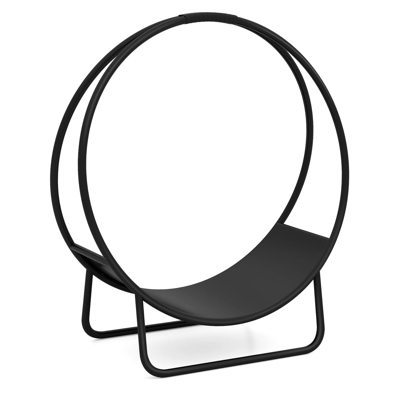 Firewood Log Hoop 20 Inch Round Heavy-duty Metal Curved Log Rack with Stand - Image 5
